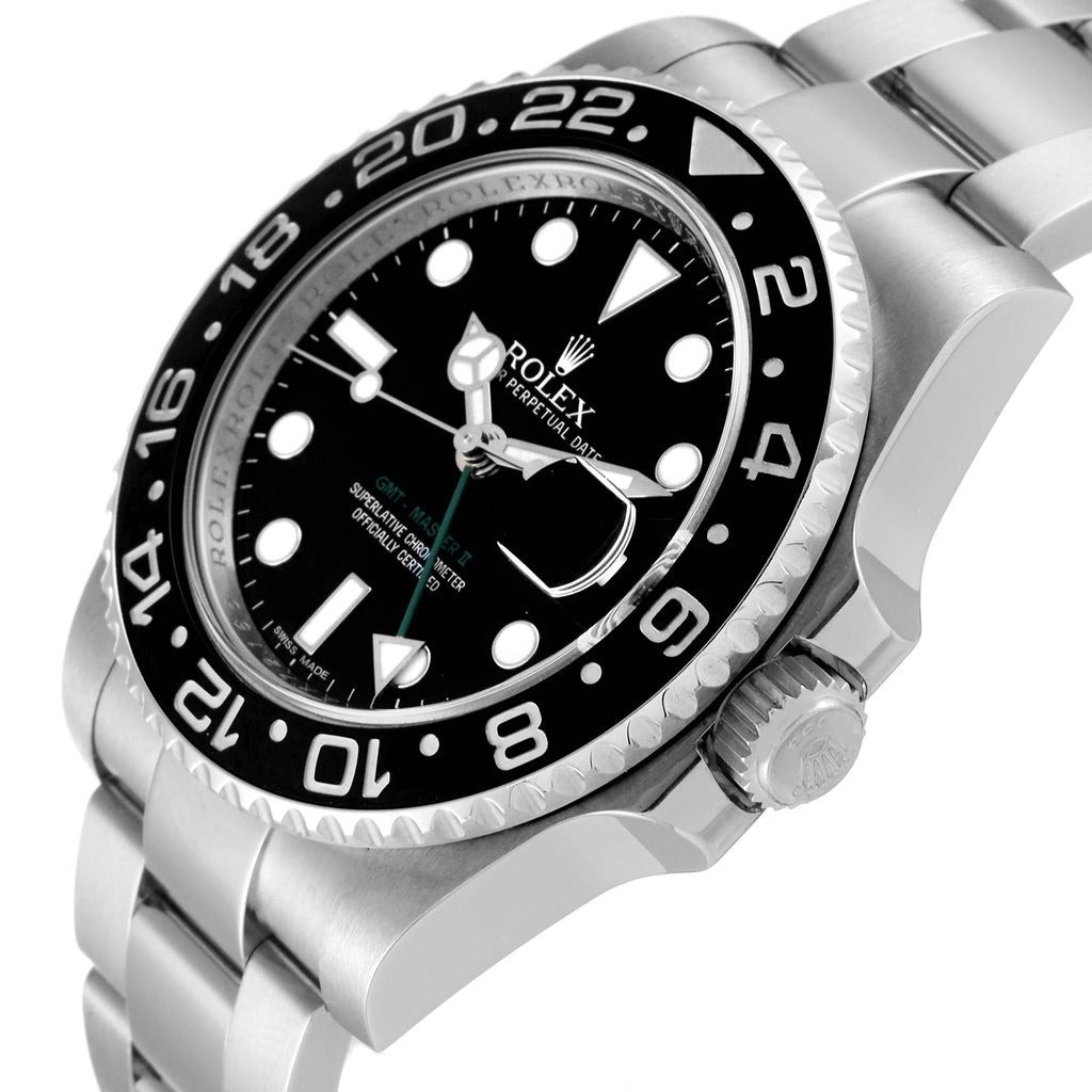 Rolex GMT Master II Black Dial Bezel Steel Mens Watch 116710