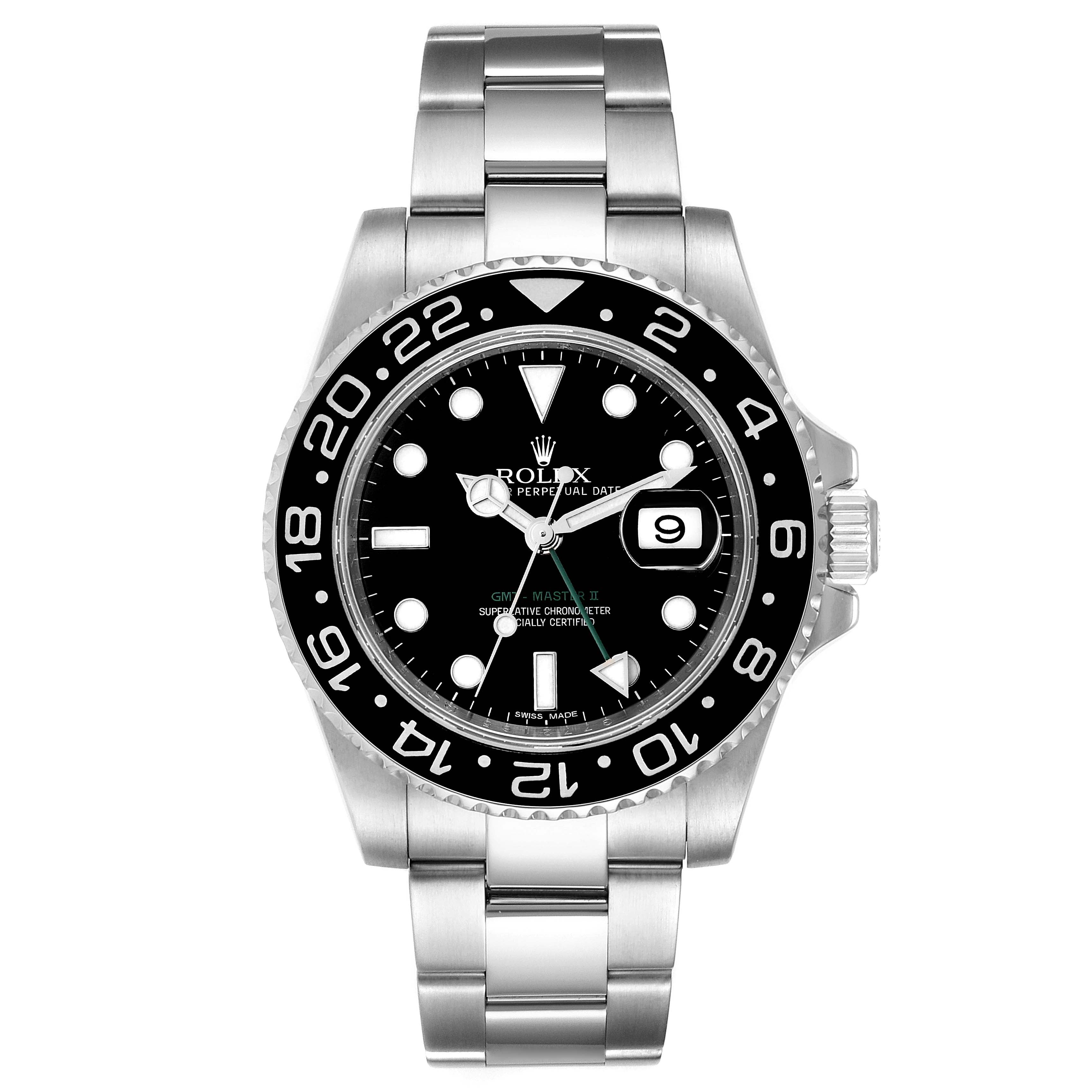Rolex GMT Master II Black Dial Bezel Steel Mens Watch 116710