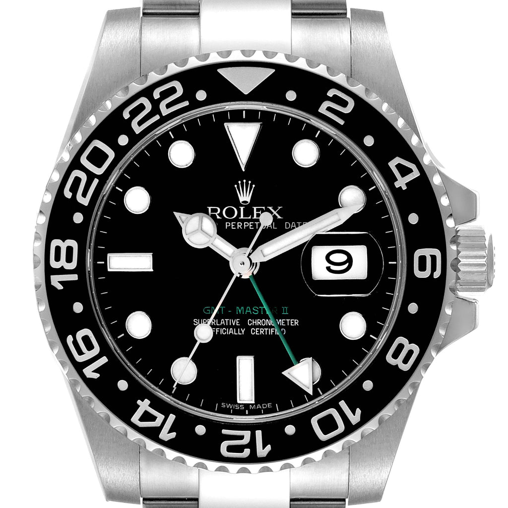 Rolex GMT Master II Black Dial Bezel Steel Mens Watch 116710 Box Card