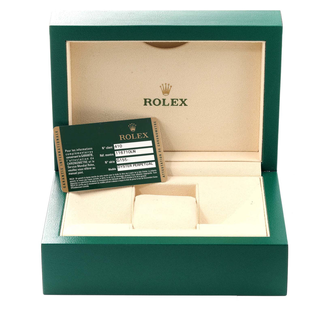 Rolex GMT Master II Black Dial Bezel Steel Mens Watch 116710 Box Card