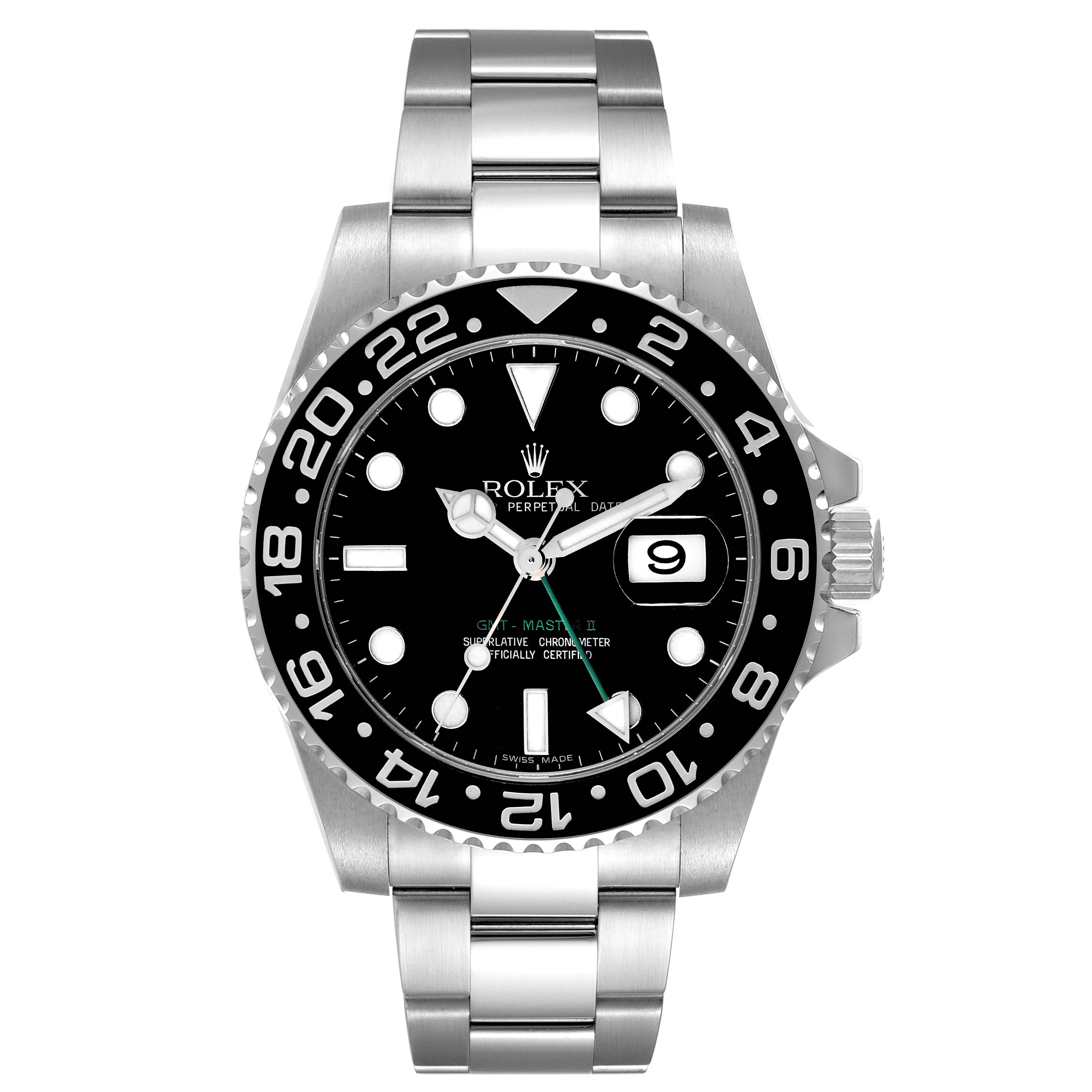 Rolex GMT Master II Black Dial Bezel Steel Mens Watch 116710 Box Card