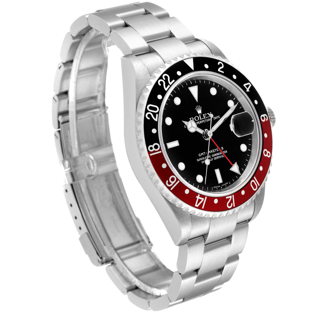 Rolex GMT Master II Black Red Coke Bezel 'Box' Dial Steel Mens Watch 16710