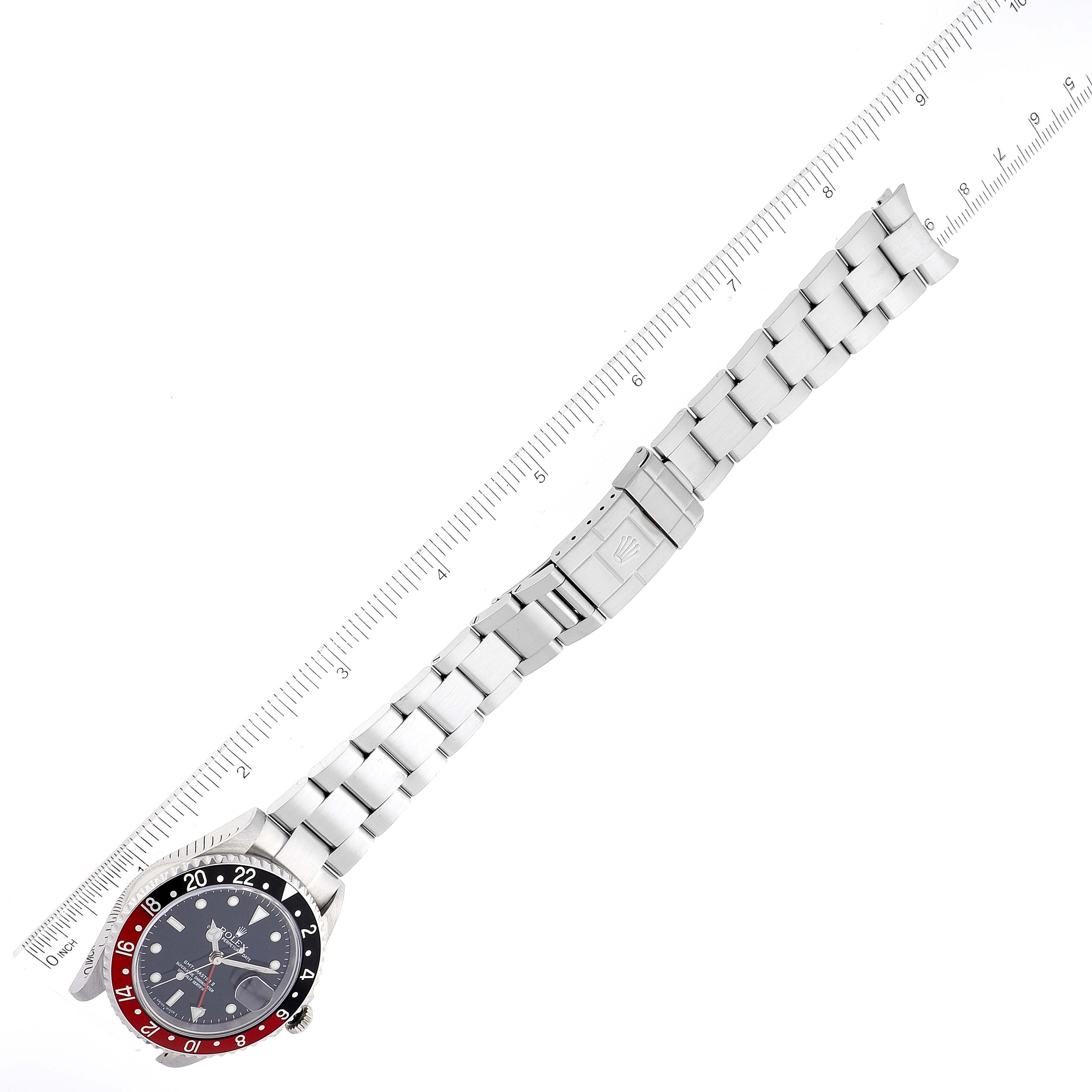 Rolex GMT Master II Black Red Coke Bezel 'Box' Dial Steel Mens Watch 16710