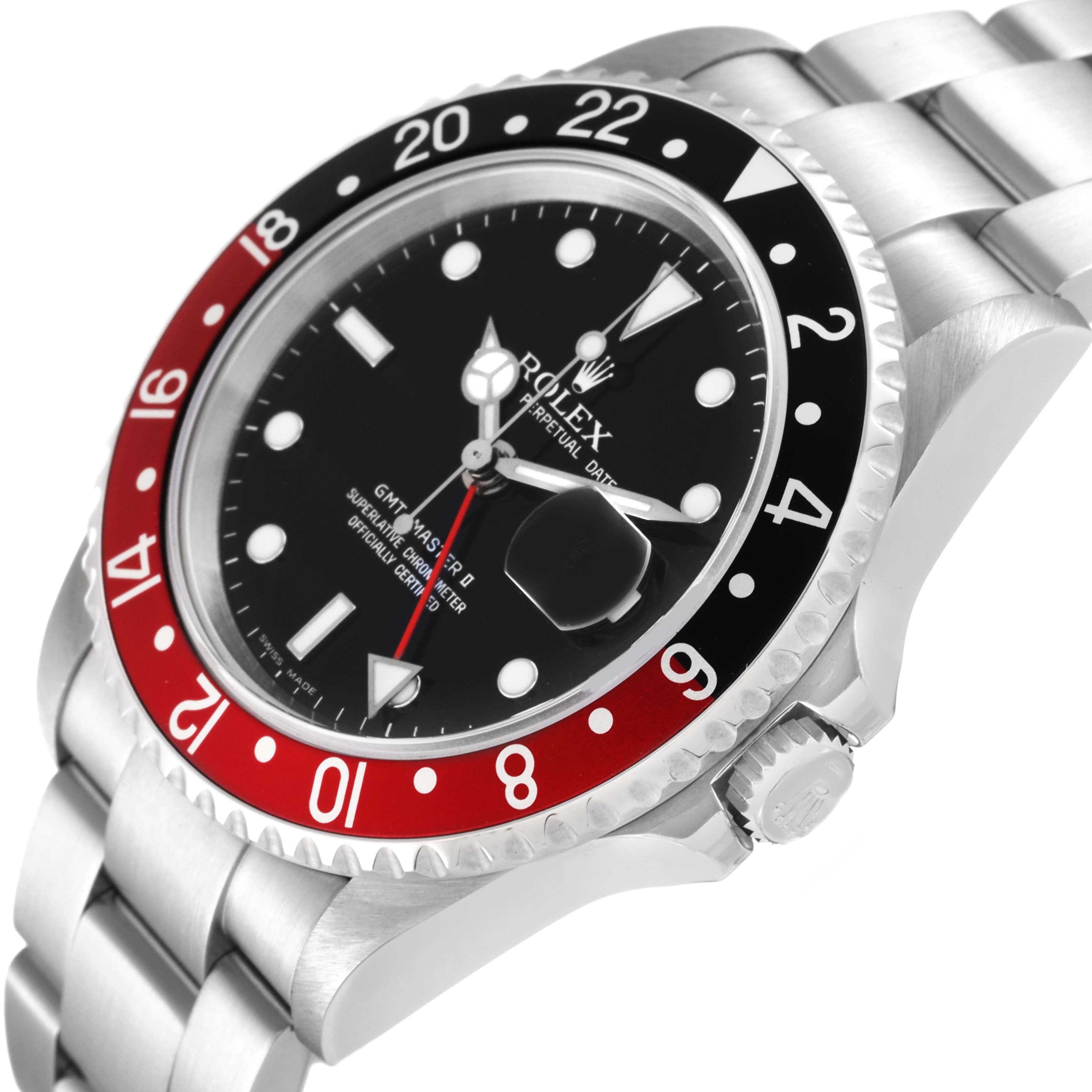 Rolex GMT Master II Black Red Coke Bezel 'Box' Dial Steel Mens Watch 16710