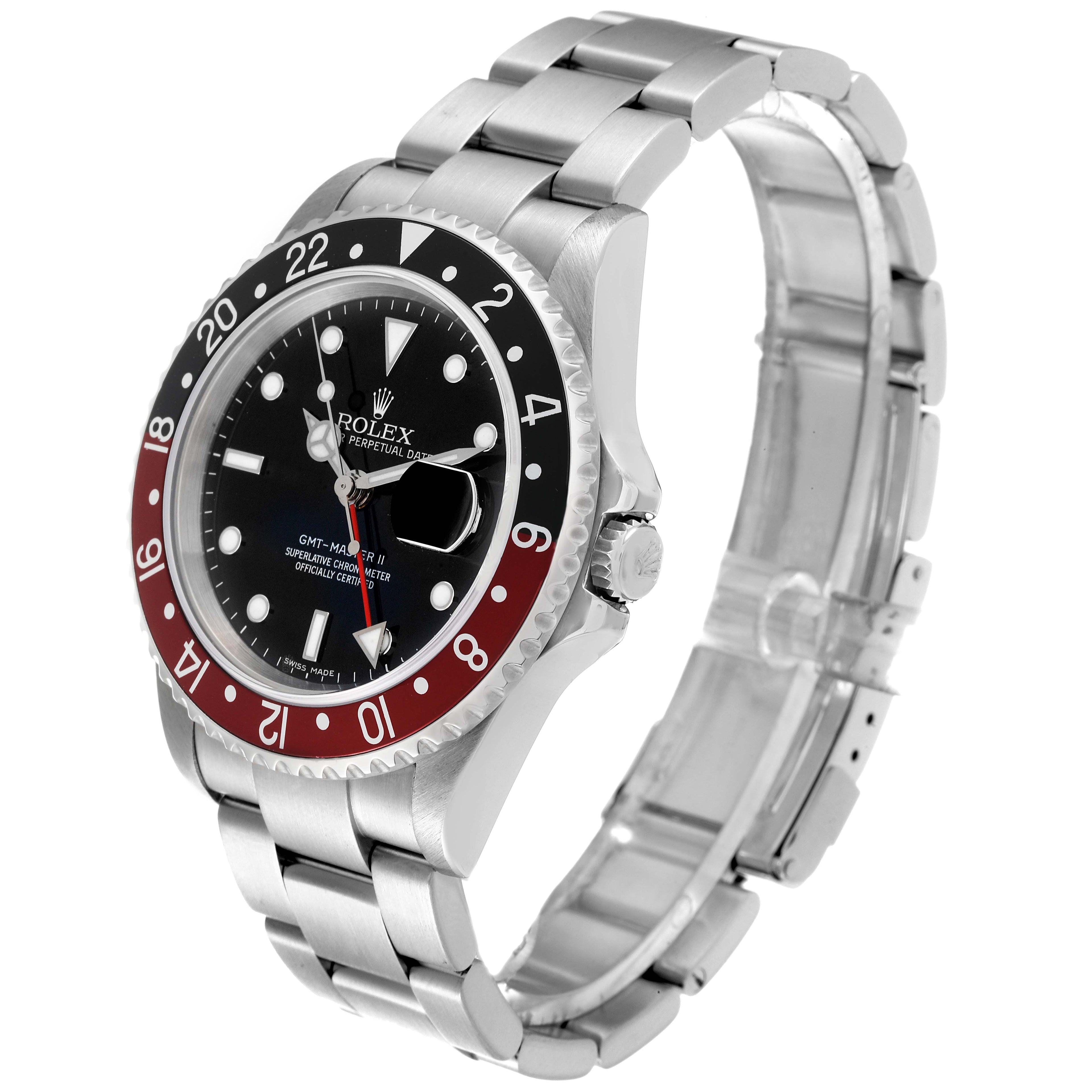 Rolex GMT Master II Black Red Coke Bezel Error Dial Mens Watch 16710 Box Papers