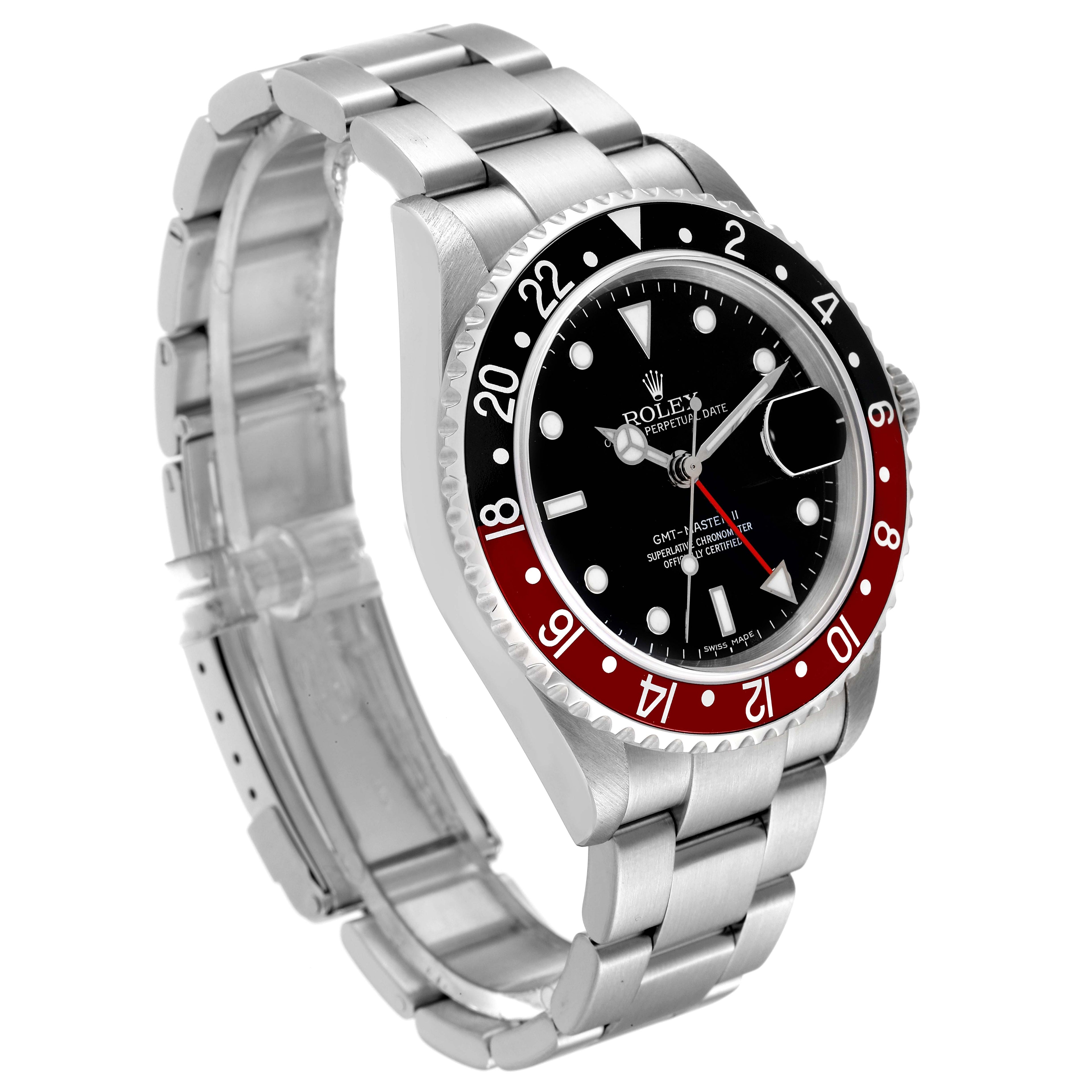 Rolex GMT Master II Black Red Coke Bezel Error Dial Mens Watch 16710 Box Papers