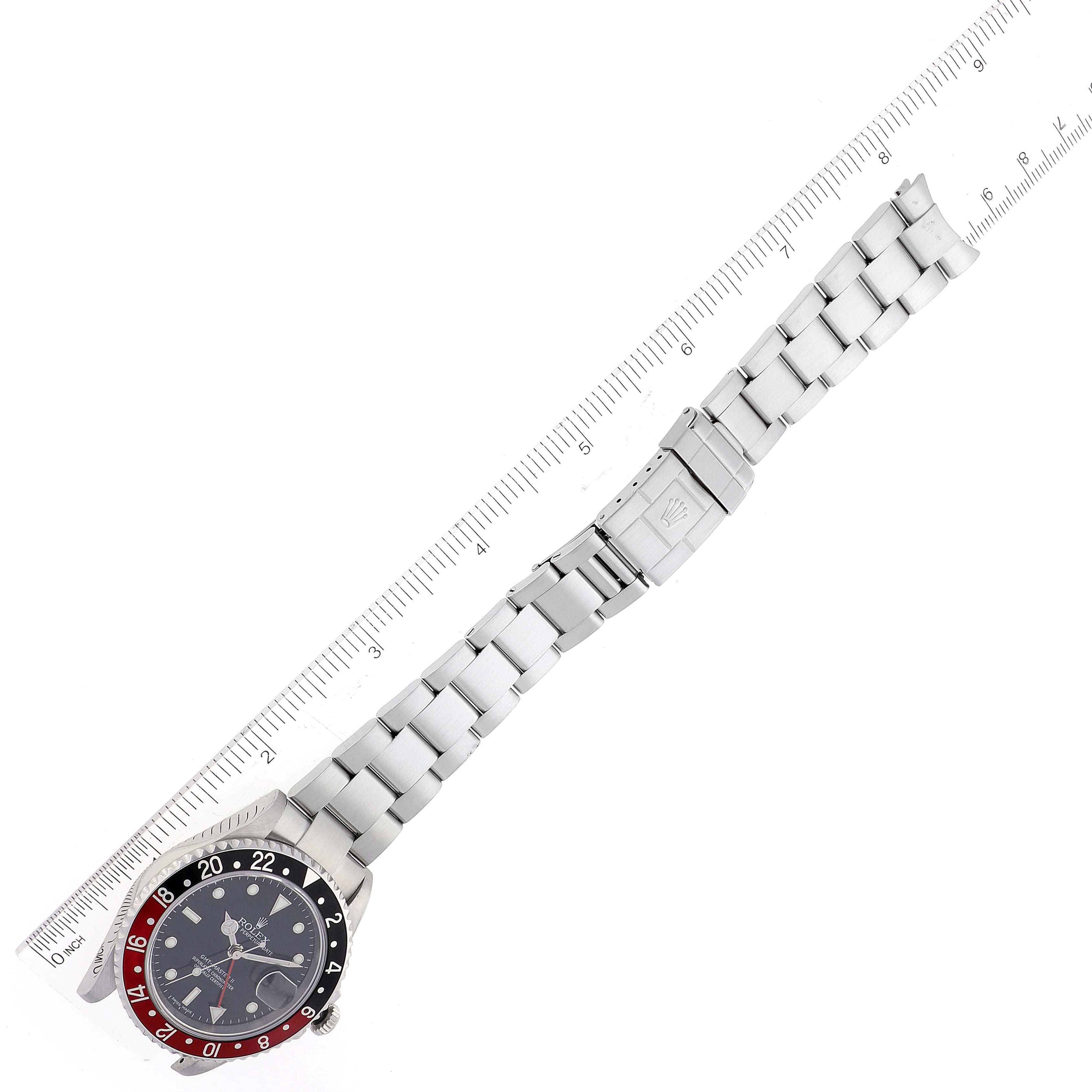 Rolex GMT Master II Black Red Coke Bezel Error Dial Steel Watch 16710 Box Papers