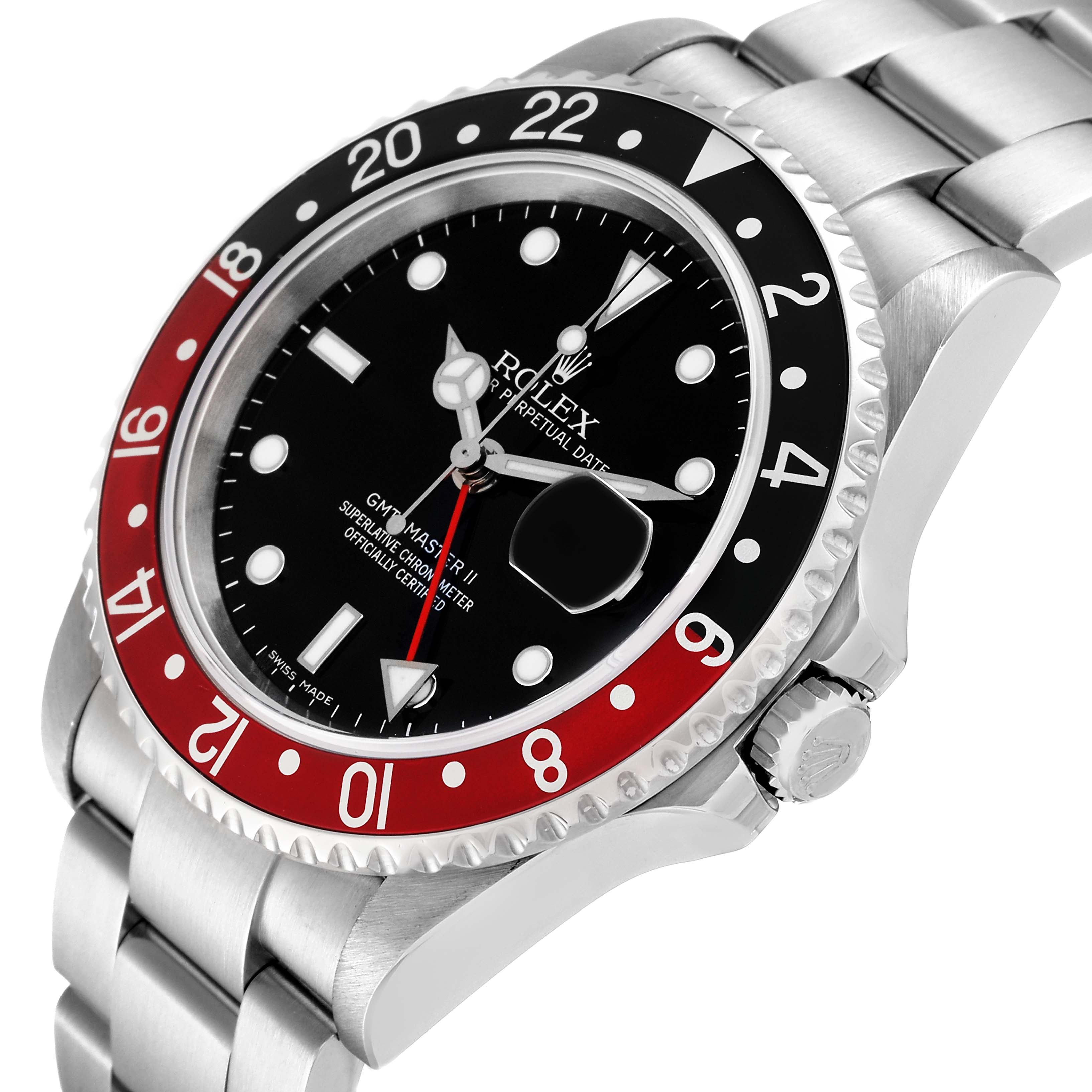 Rolex GMT Master II Black Red Coke Bezel Error Dial Steel Watch 16710 Box Papers
