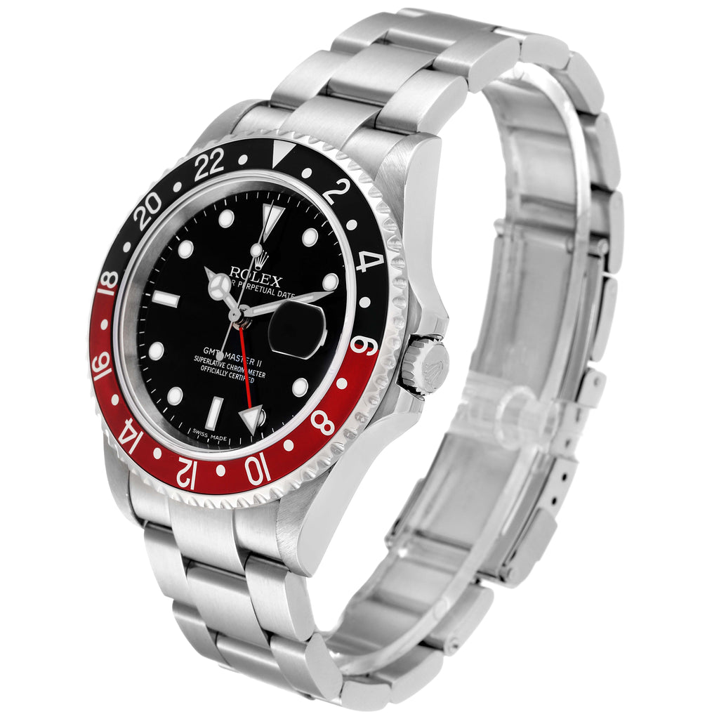Rolex GMT Master II Black Red Coke Bezel Error Dial Steel Watch 16710 Box Papers