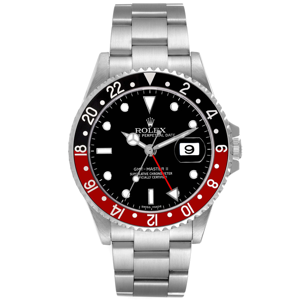 Rolex GMT Master II Black Red Coke Bezel Error Dial Steel Watch 16710 Box Papers