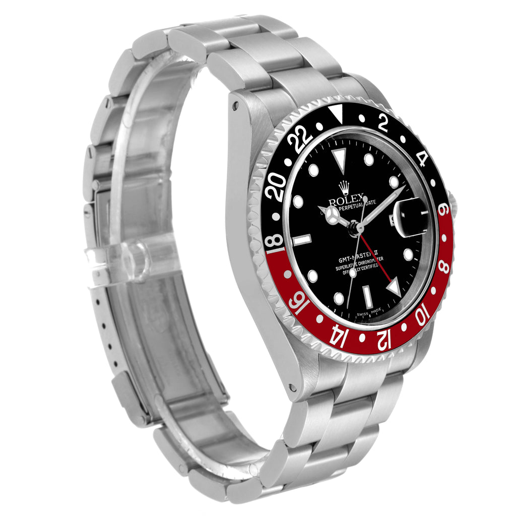 Rolex GMT Master II Black Red Coke Bezel Steel Watch 16710 Box Papers