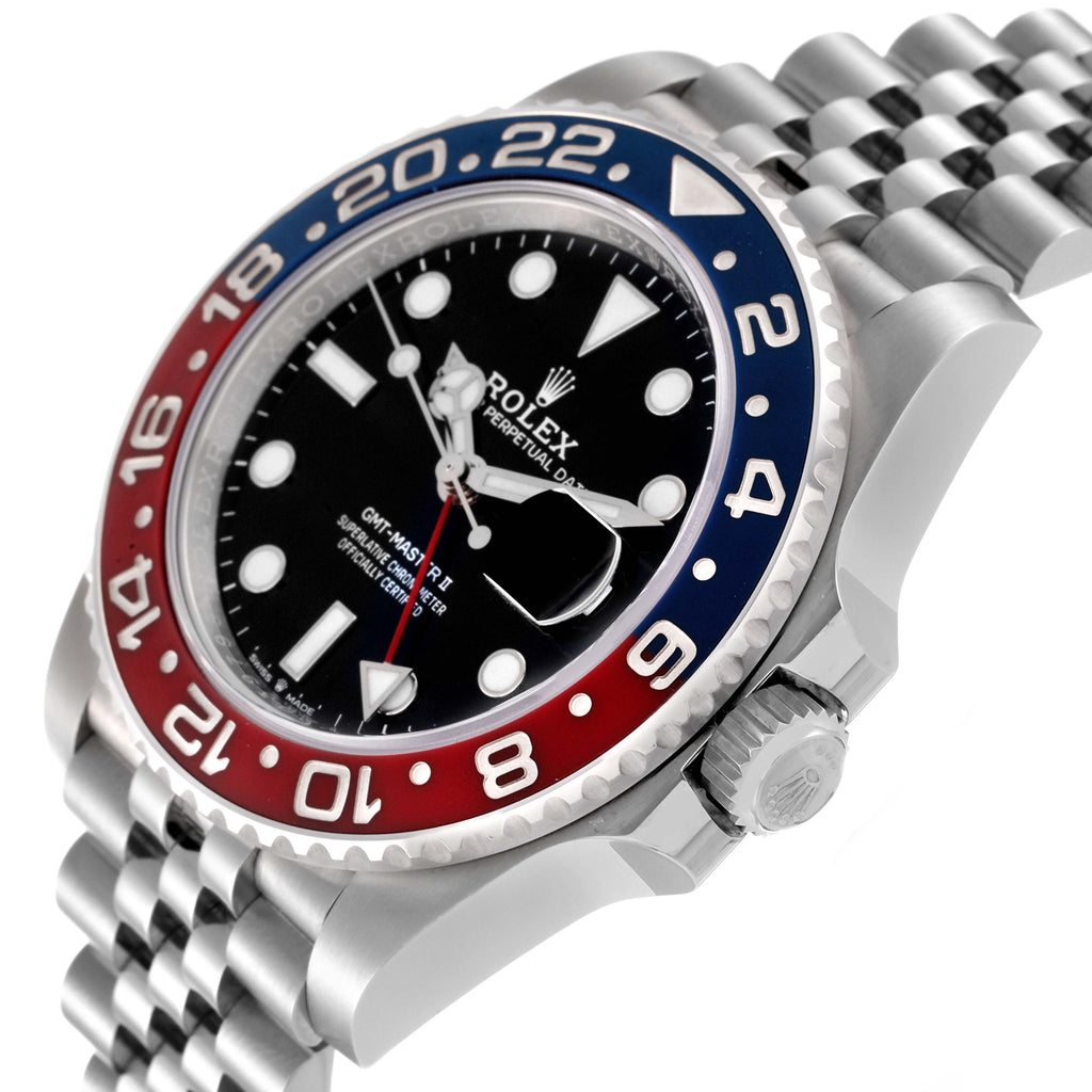 Rolex GMT Master II Blue Red Pepsi Bezel Jubilee Steel Mens Watch 126710 Box Card