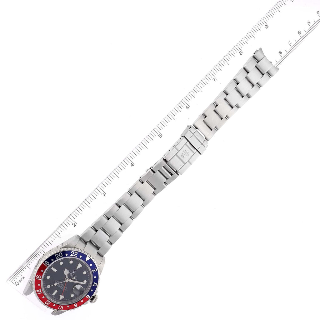 Rolex GMT Master II Blue Red Pepsi Bezel 'Box' Dial Steel Mens Watch 16710 Box Card