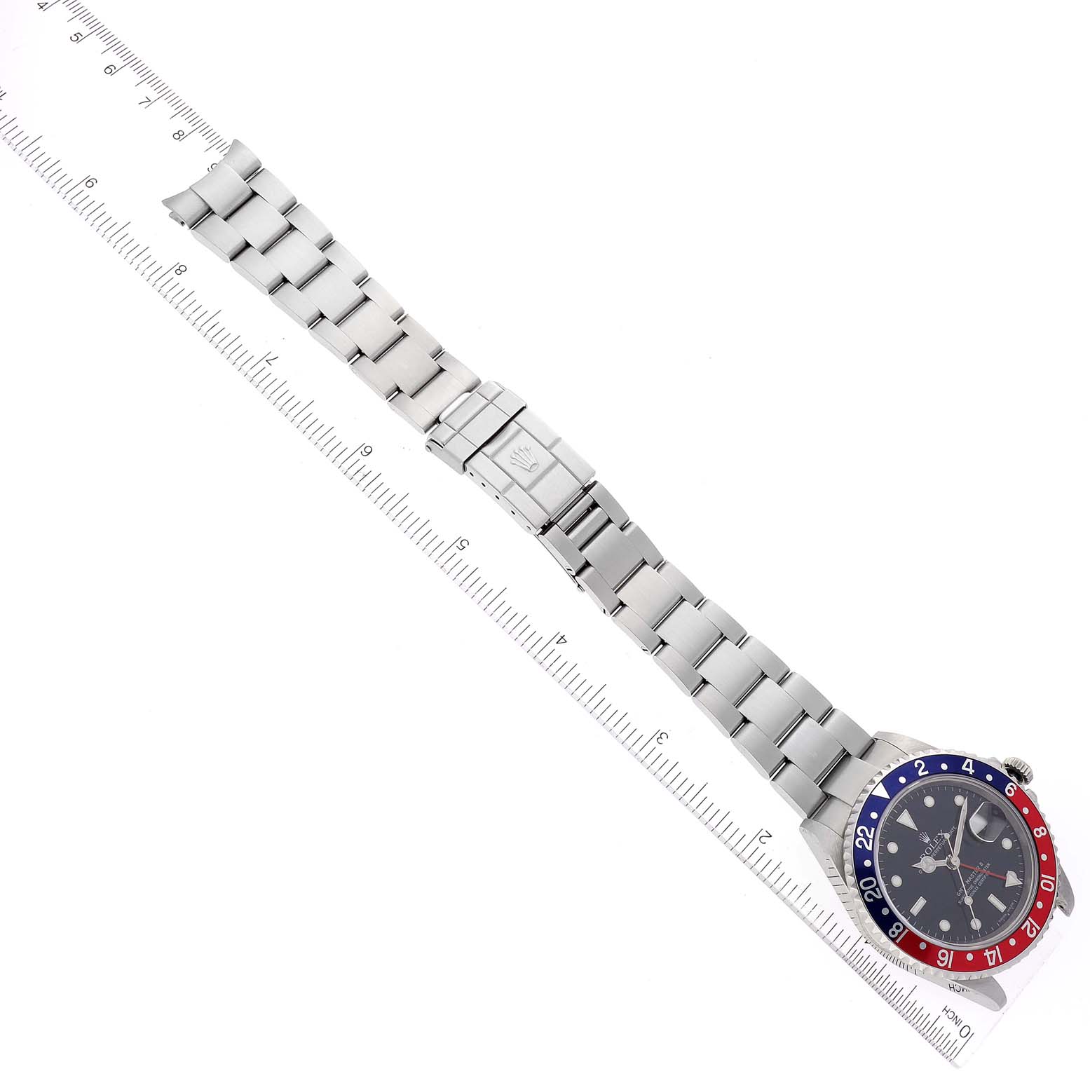 Rolex GMT Master II Blue Red Pepsi Bezel 'Box' Dial Steel Mens Watch 16710 Box Card