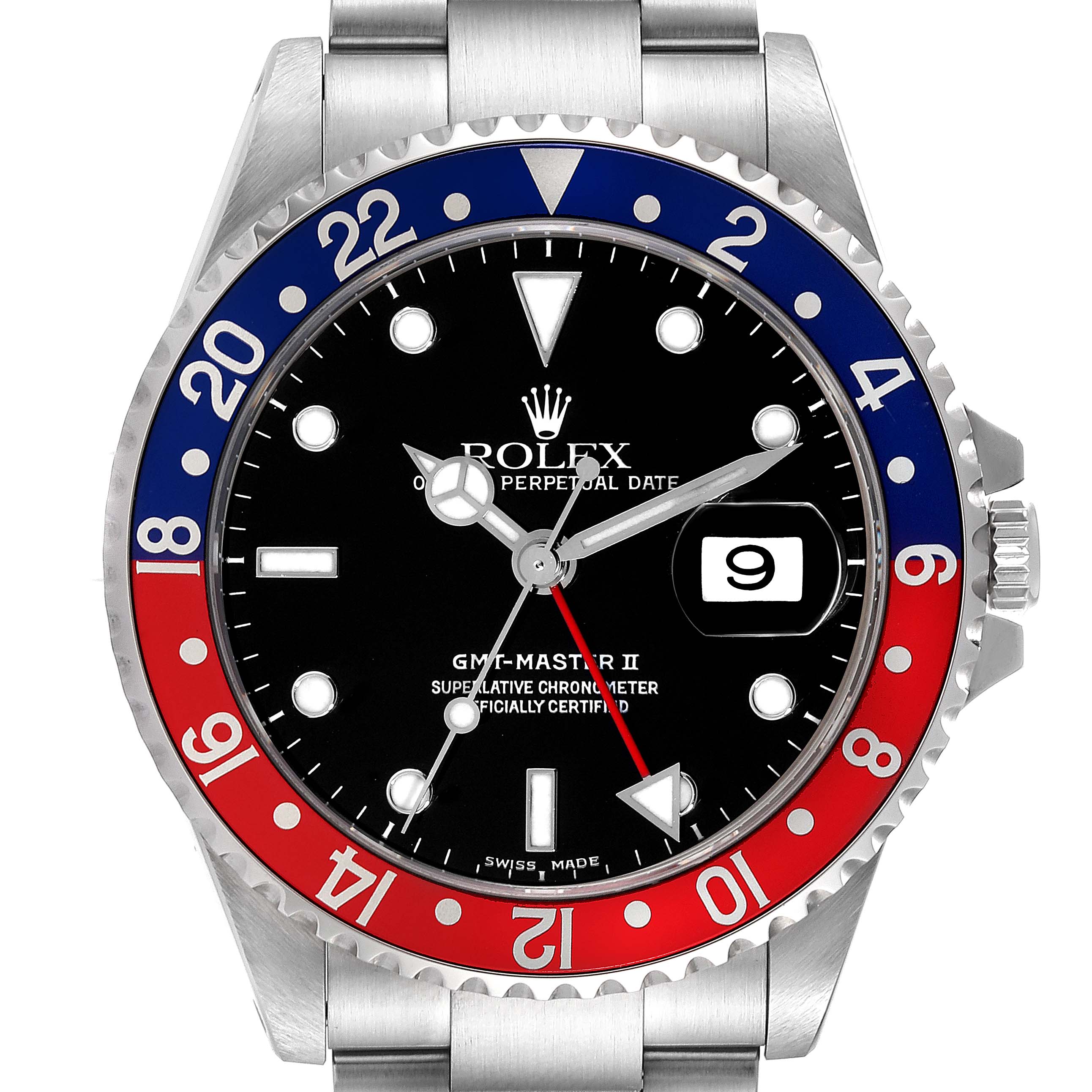 Rolex GMT Master II Blue Red Pepsi Dial Mens Watch 16710