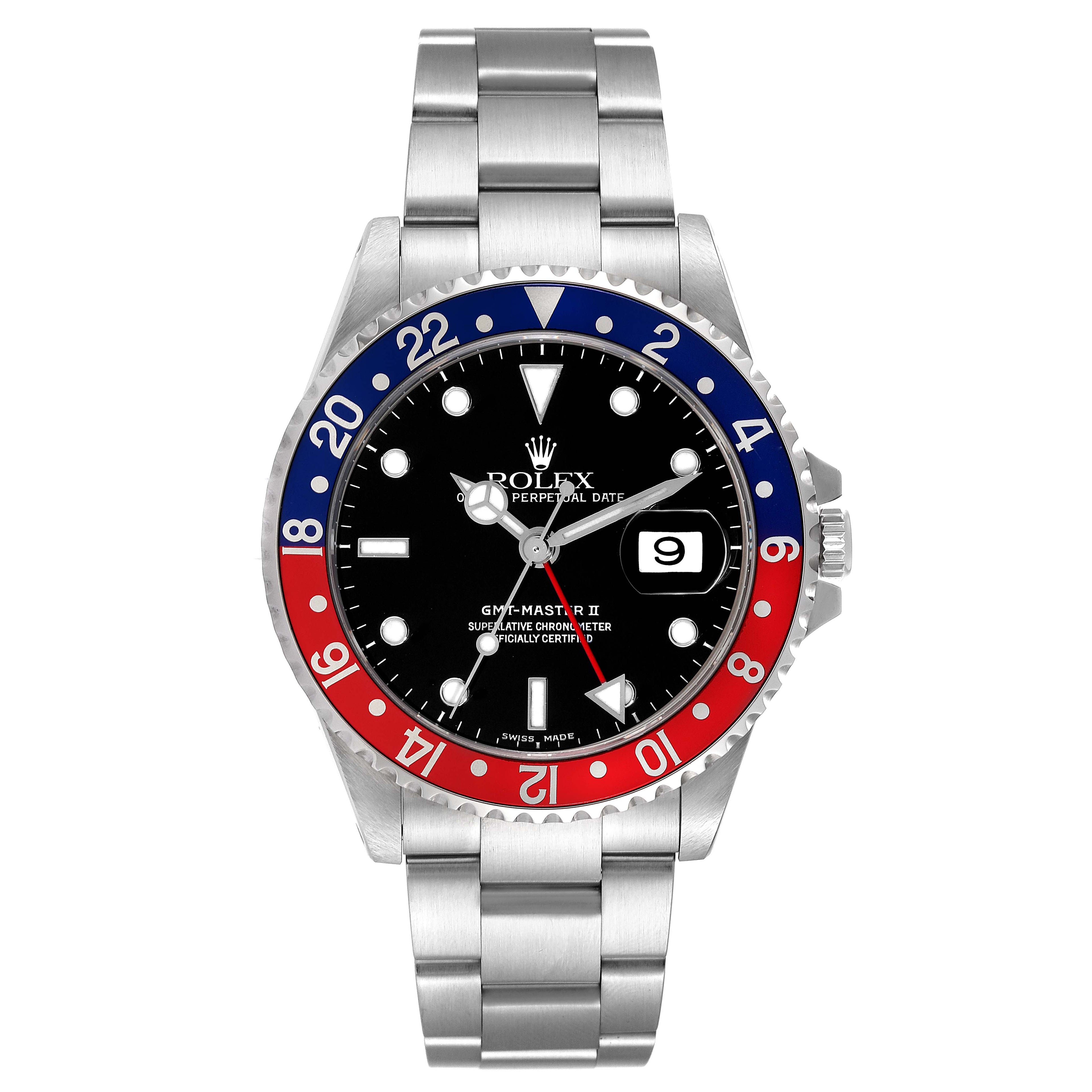 Rolex GMT Master II Blue Red Pepsi Dial Mens Watch 16710