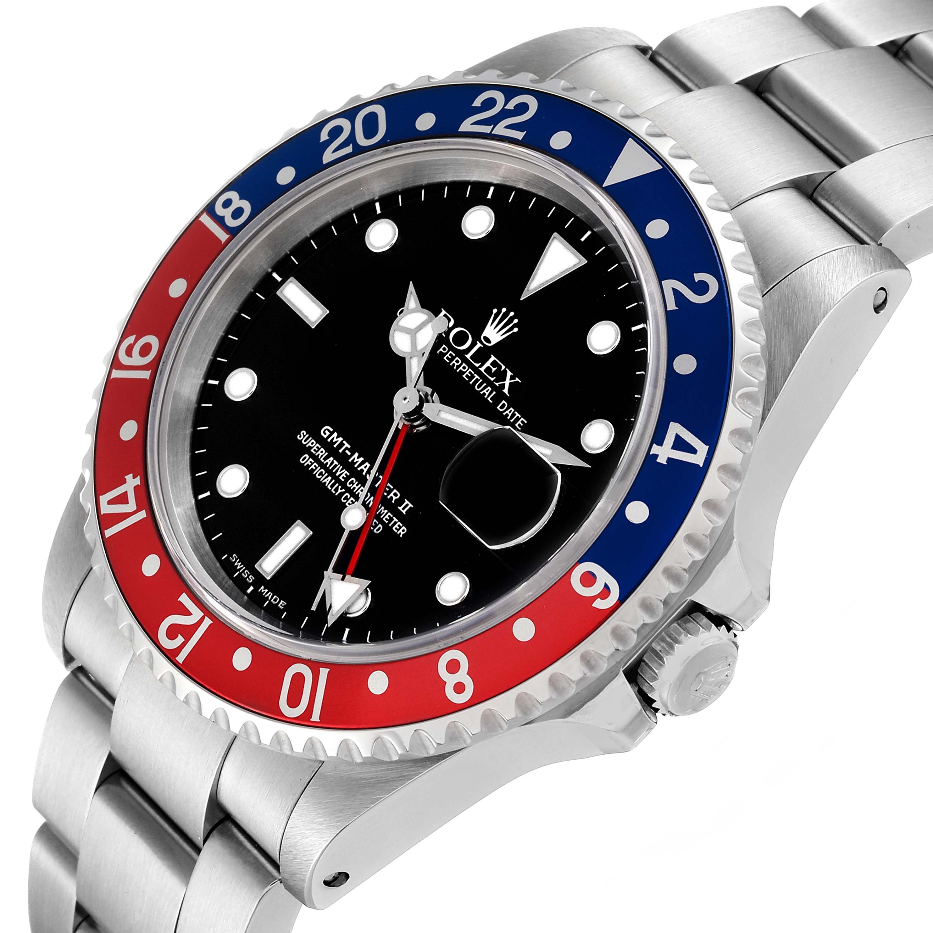Rolex GMT Master II Blue Red Pepsi Dial Mens Watch 16710