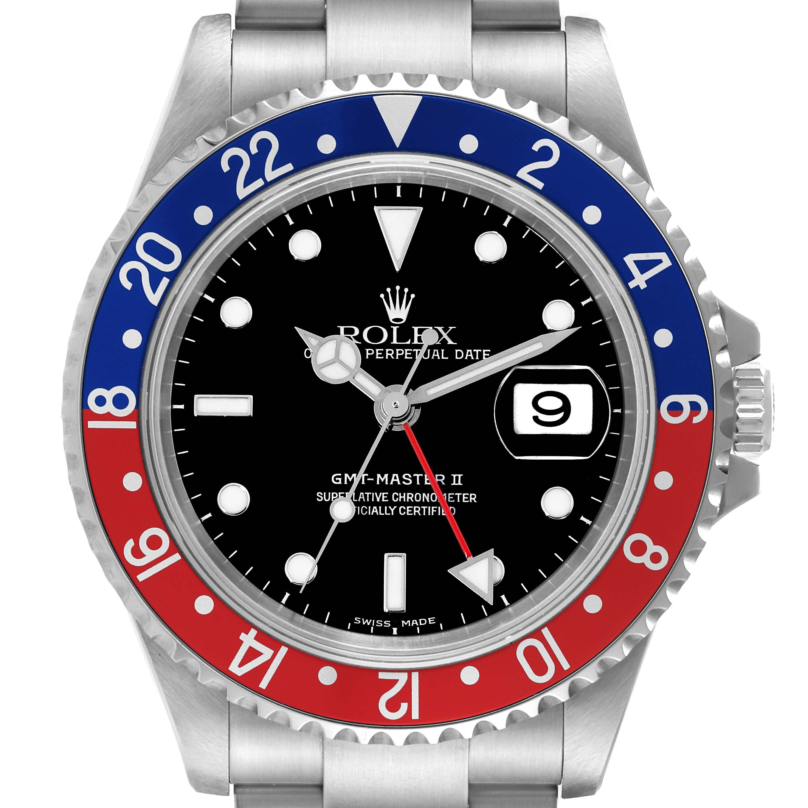 Rolex GMT Master II Black Red Coke Bezel Mens Watch 16710 Box Papers