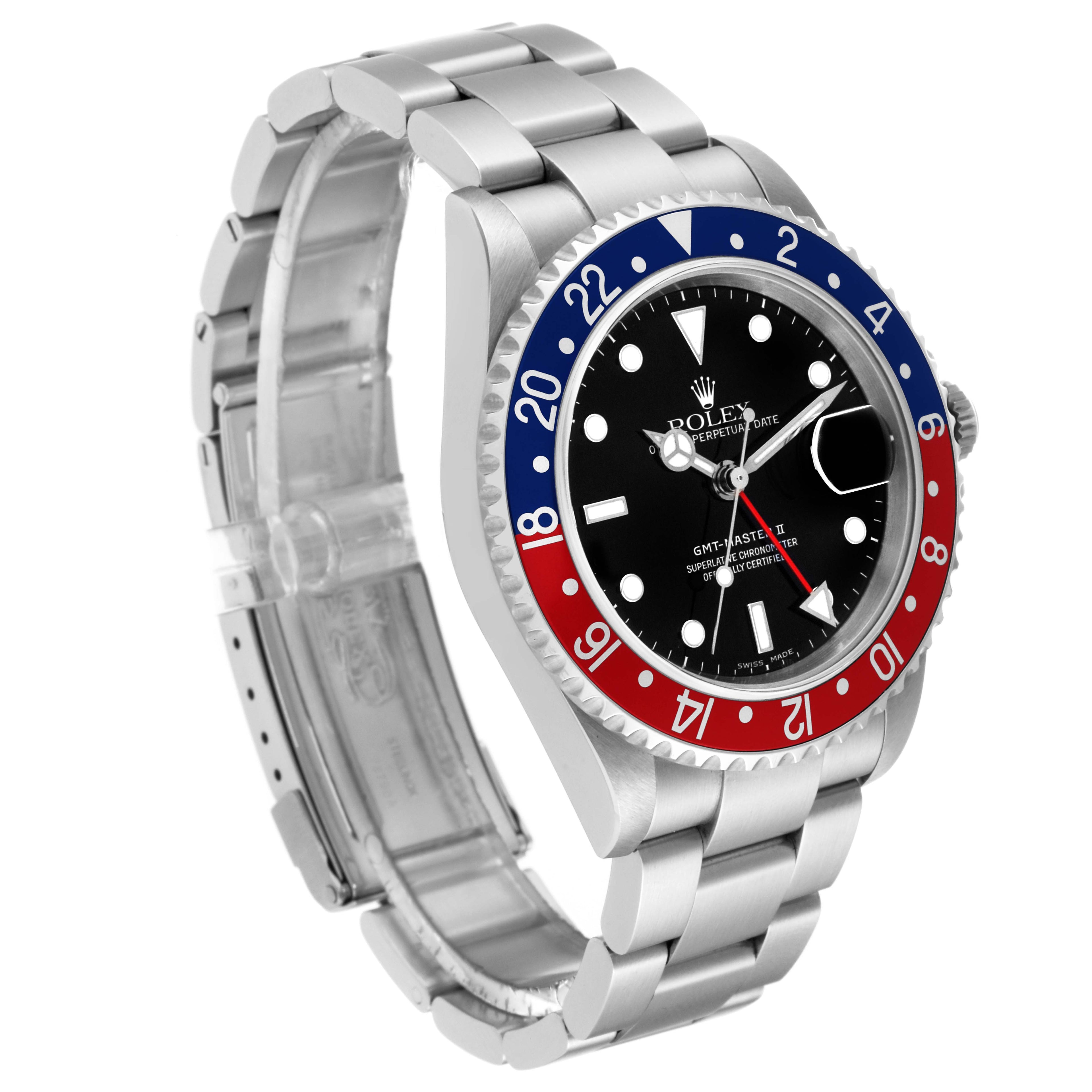 Rolex GMT Master II Black Red Coke Bezel Mens Watch 16710 Box Papers