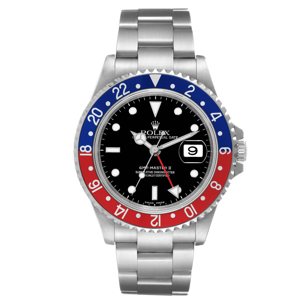 Rolex GMT Master II Black Red Coke Bezel Mens Watch 16710 Box Papers