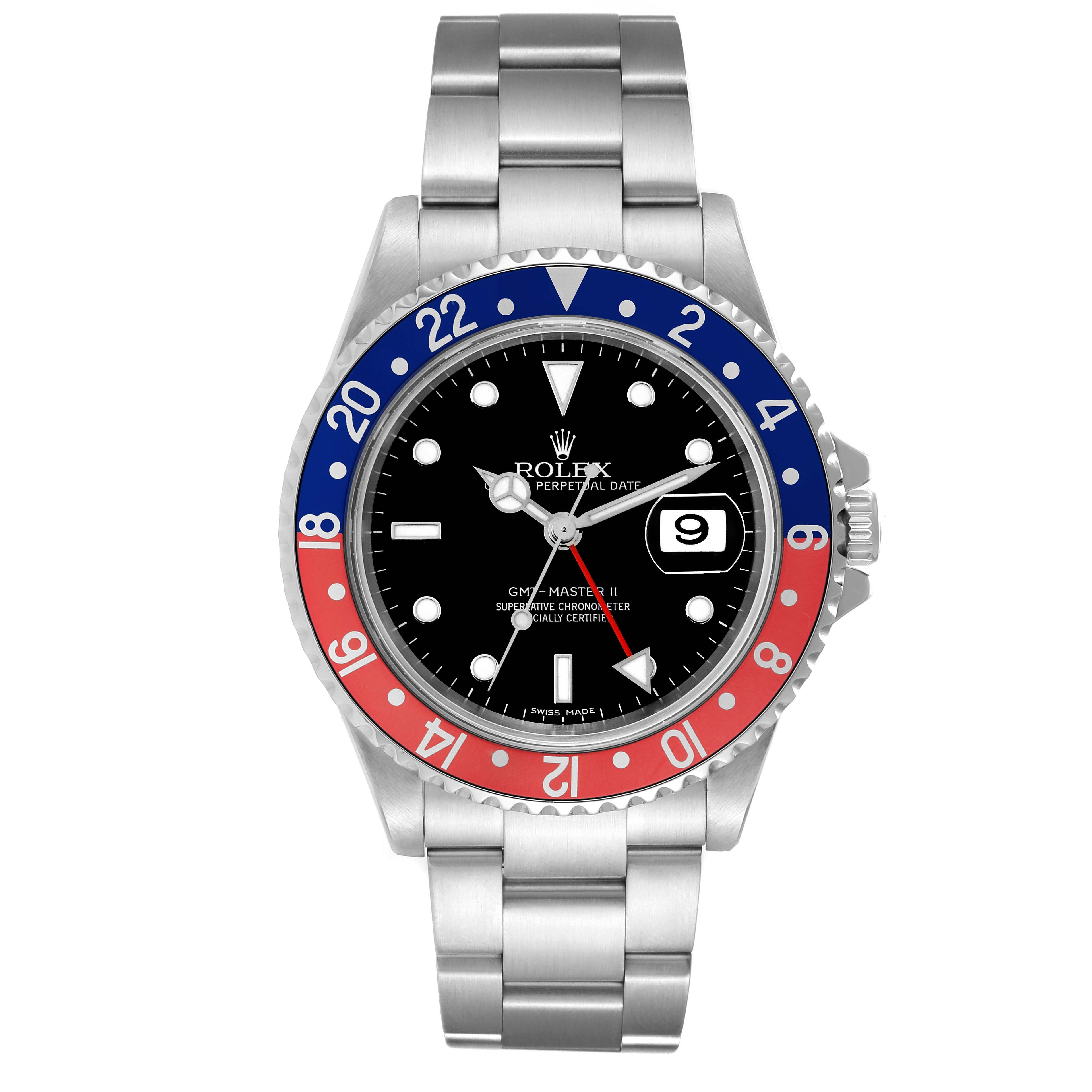 Rolex GMT Master II Blue Red Pepsi Error Dial Mens Watch 16710