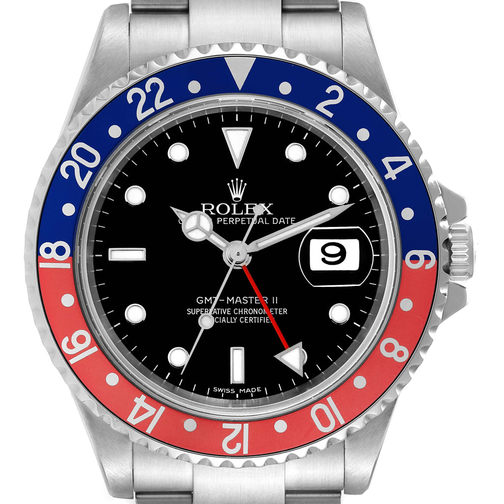 Rolex GMT Master II Blue Red Pepsi Error Dial Mens Watch 16710