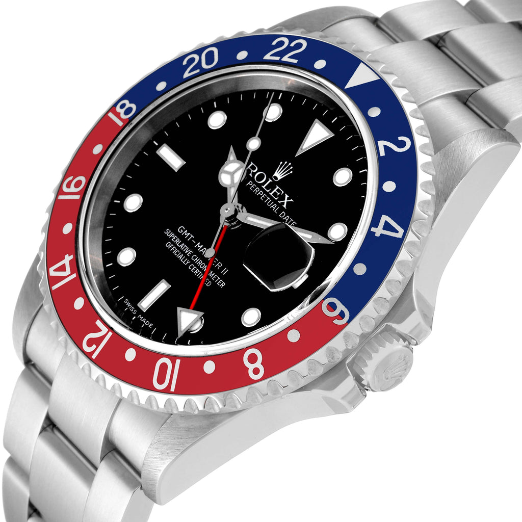 Rolex GMT Master II Blue Red Pepsi Error Dial Steel Mens Watch 16710
