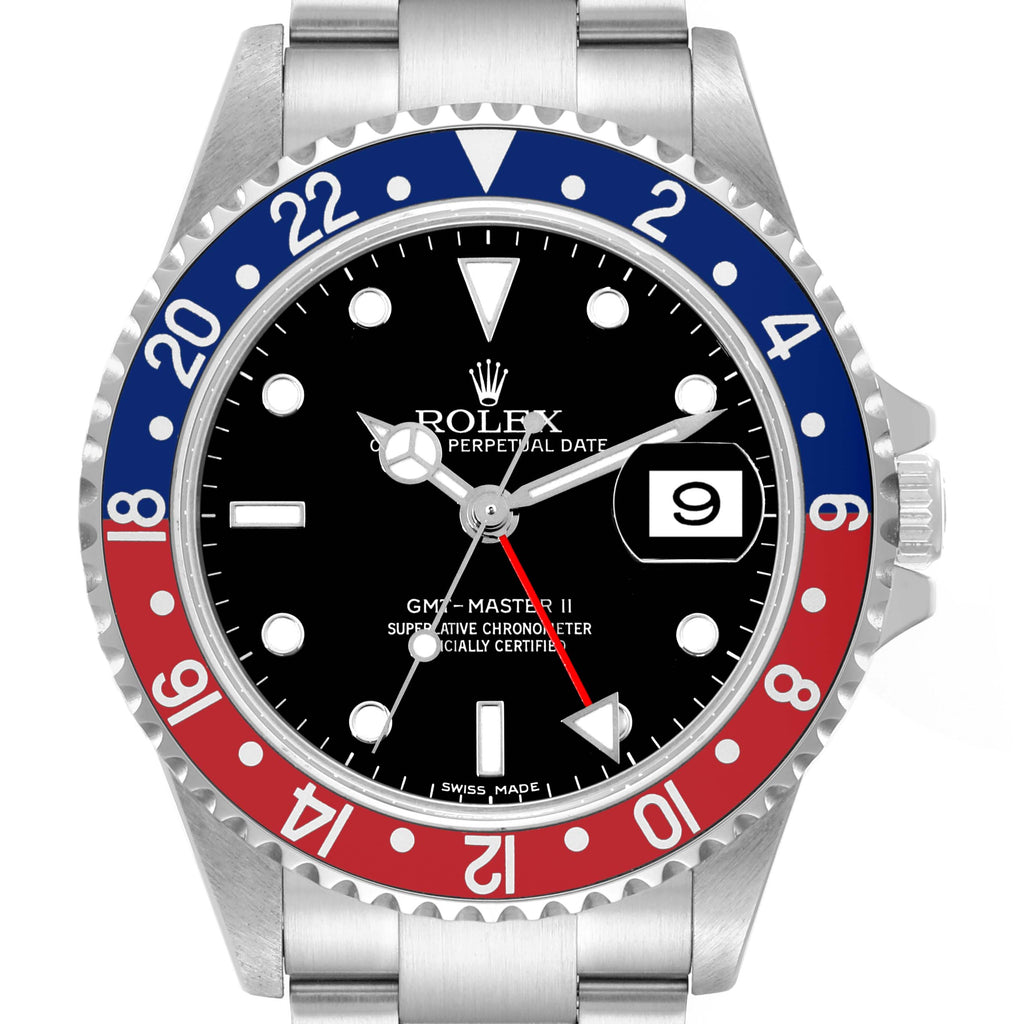 Rolex GMT Master II Blue Red Pepsi Error Dial Steel Mens Watch 16710