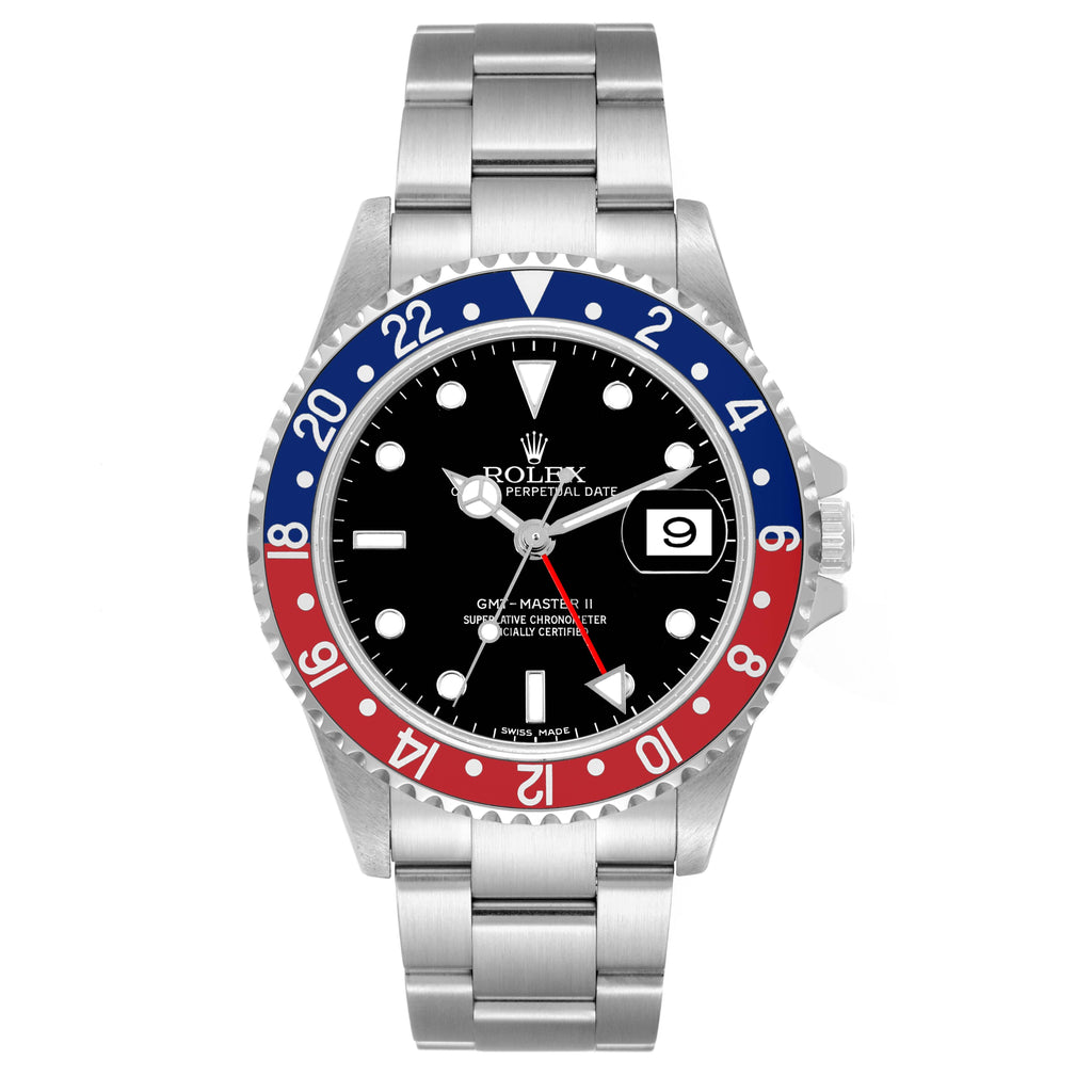 Rolex GMT Master II Blue Red Pepsi Error Dial Steel Mens Watch 16710