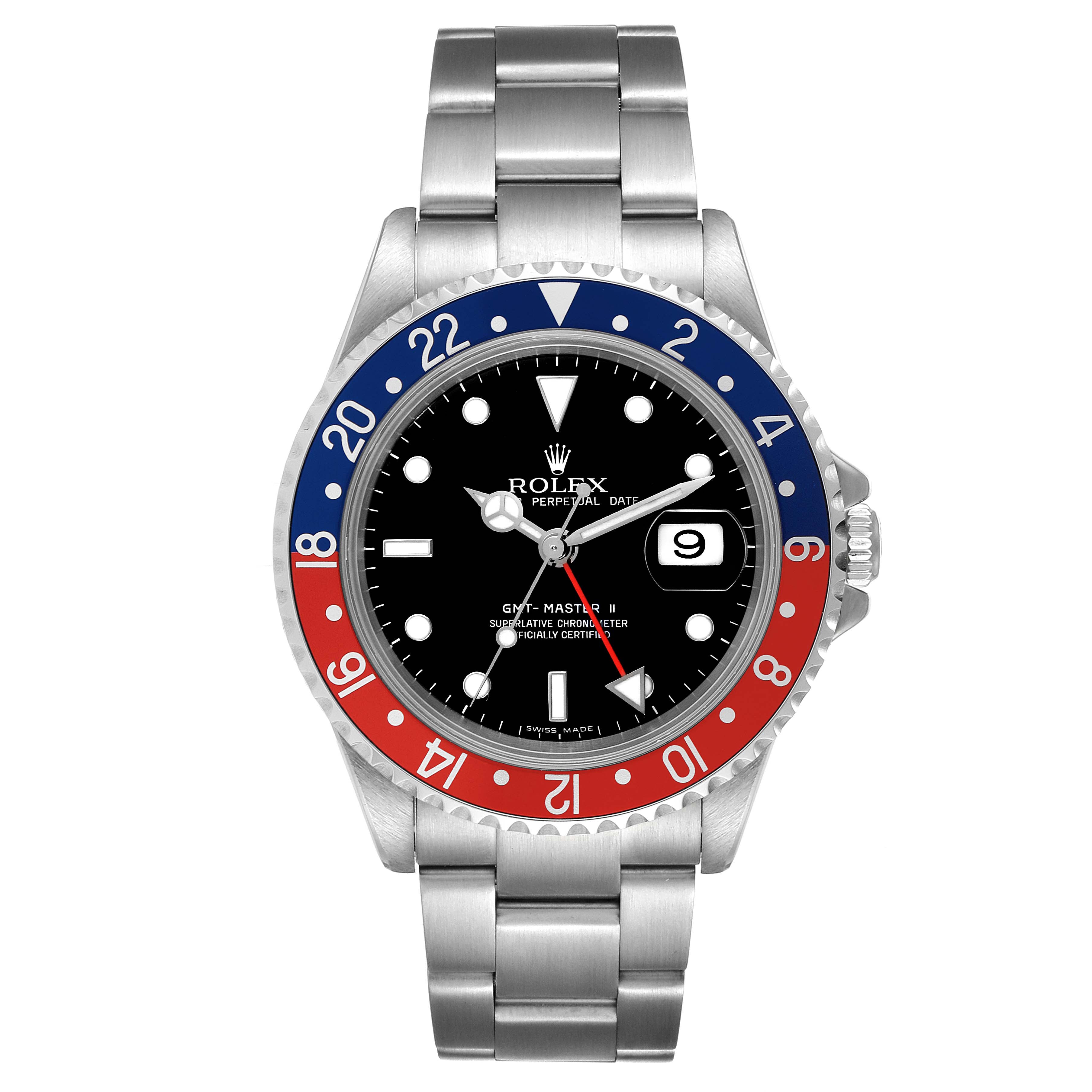 Rolex GMT Master II Error Dial Pepsi Bezel Mens Watch 16710 Box Papers