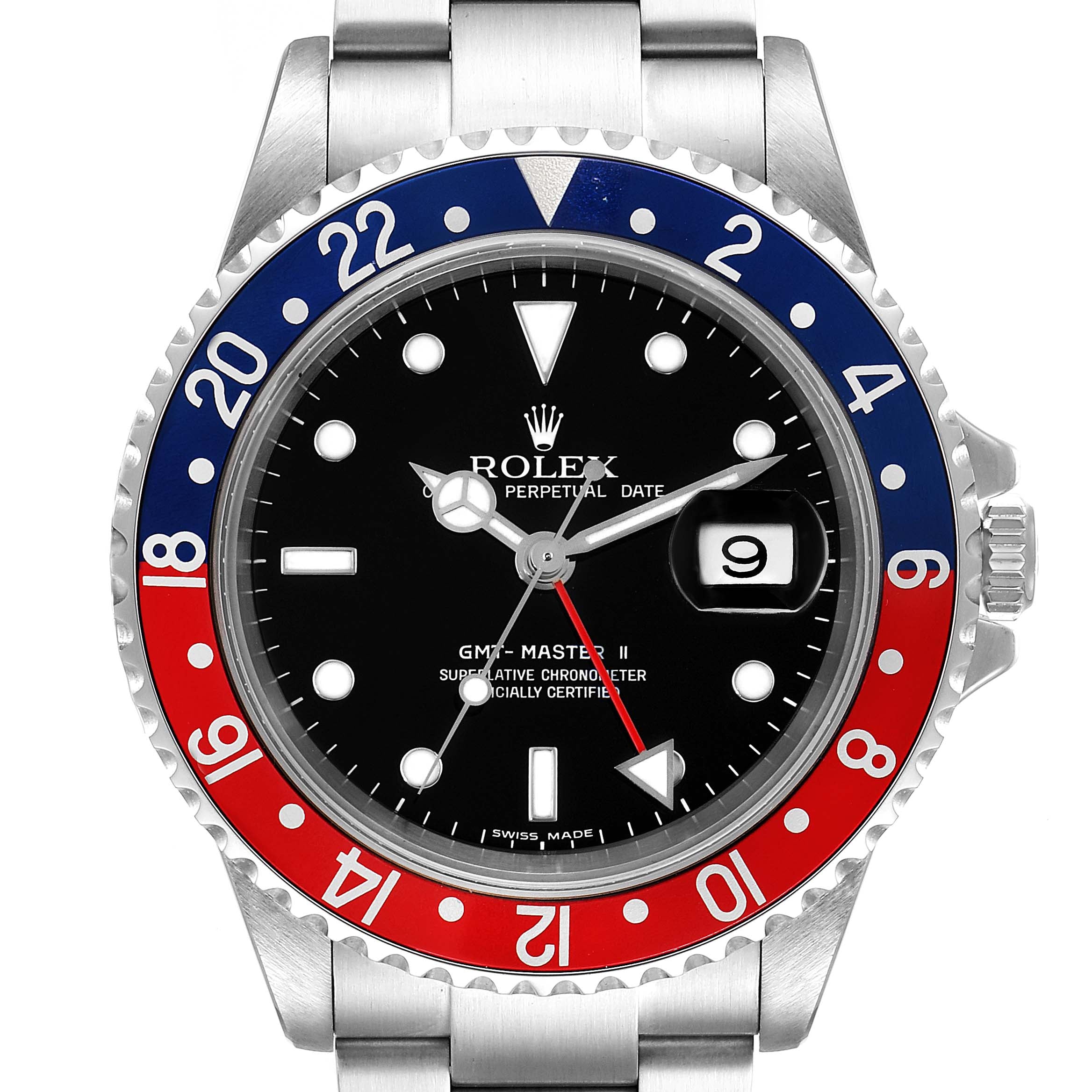 Rolex GMT Master II Error Dial Pepsi Bezel Steel Mens Watch 16710