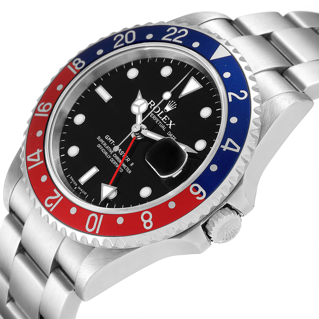 Rolex GMT Master II Error Dial Pepsi Bezel Steel Mens Watch 16710