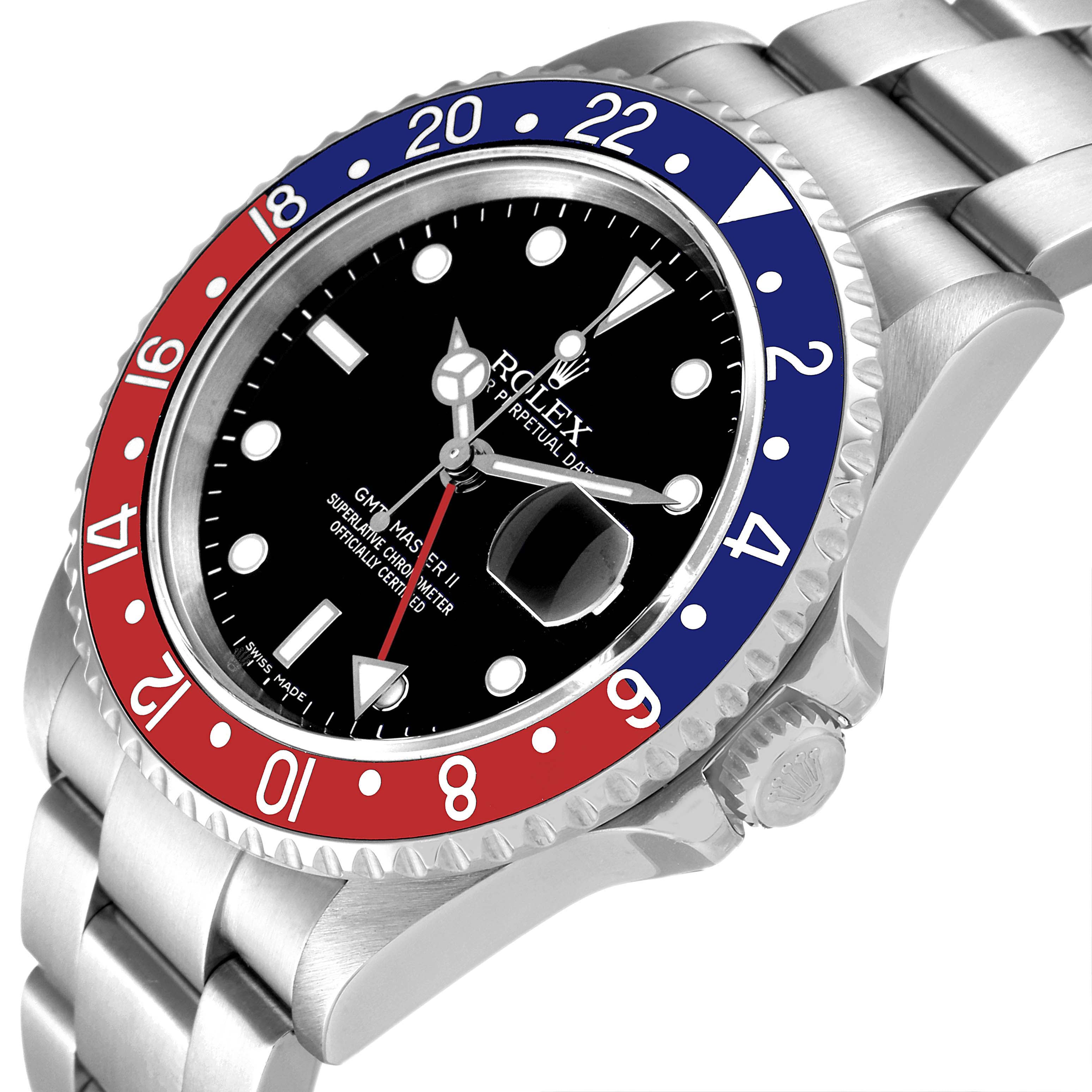 Rolex GMT Master II Error Dial Pepsi Bezel Steel Mens Watch 16710 Box Papers