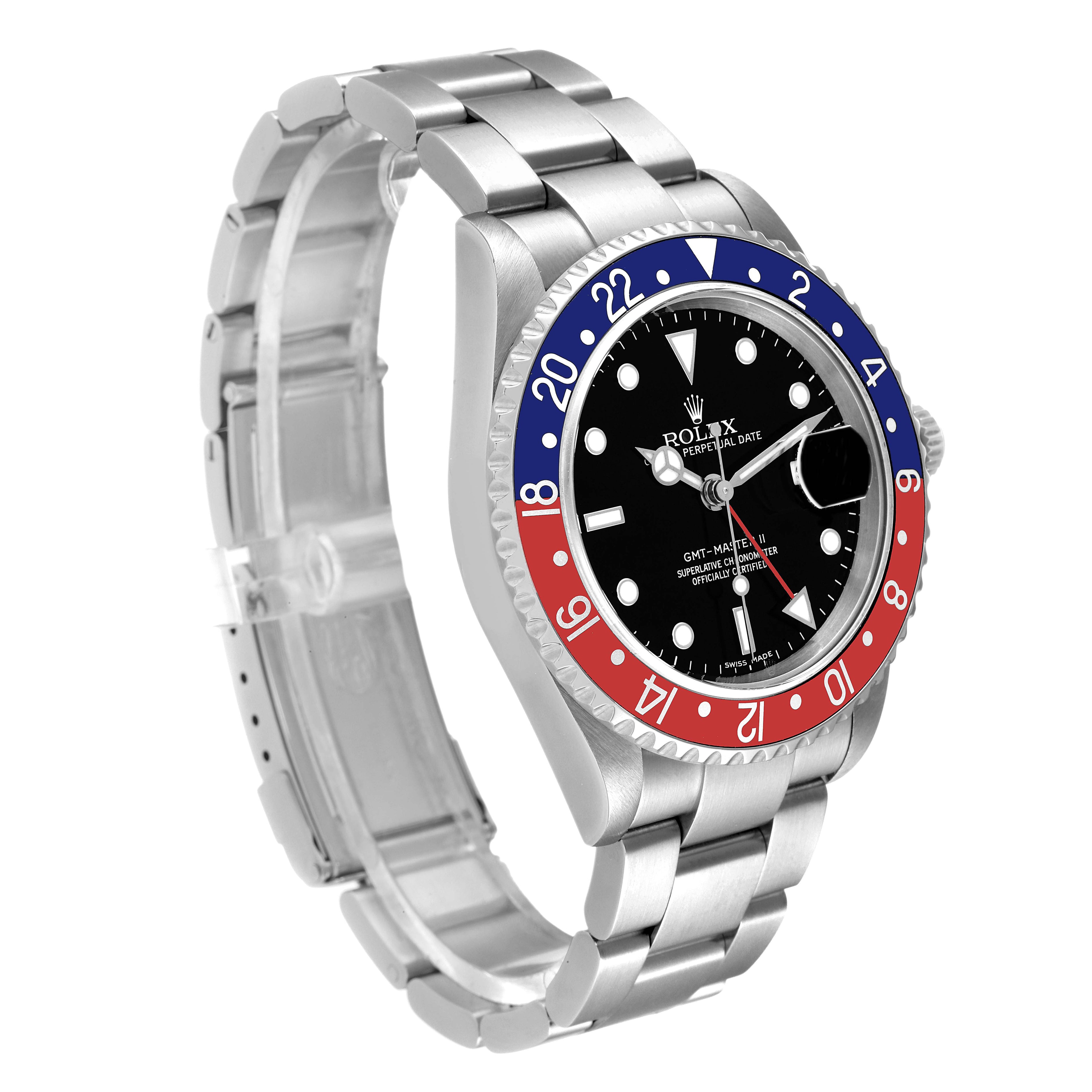 Rolex GMT Master II Error Dial Pepsi Bezel Steel Mens Watch 16710 Box Papers
