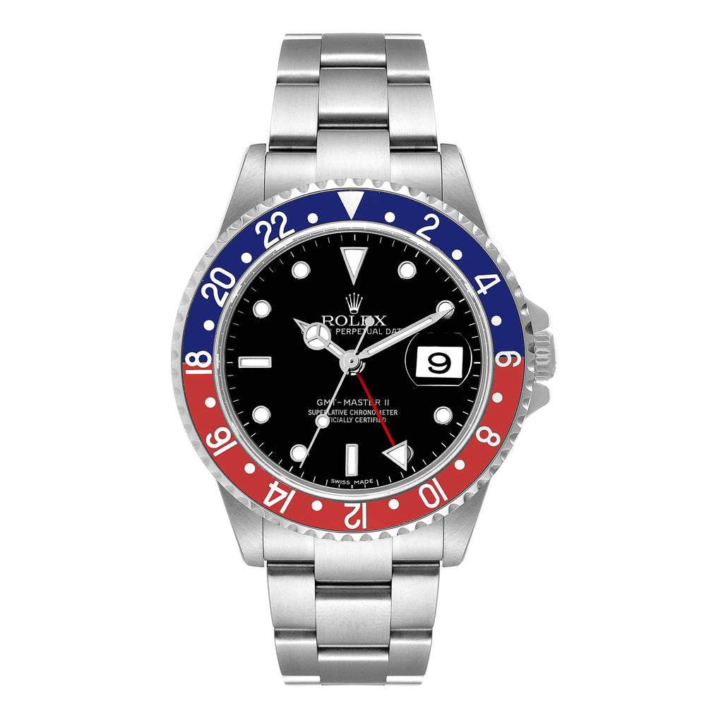 Rolex GMT Master II Error Dial Pepsi Bezel Steel Mens Watch 16710 Box Papers