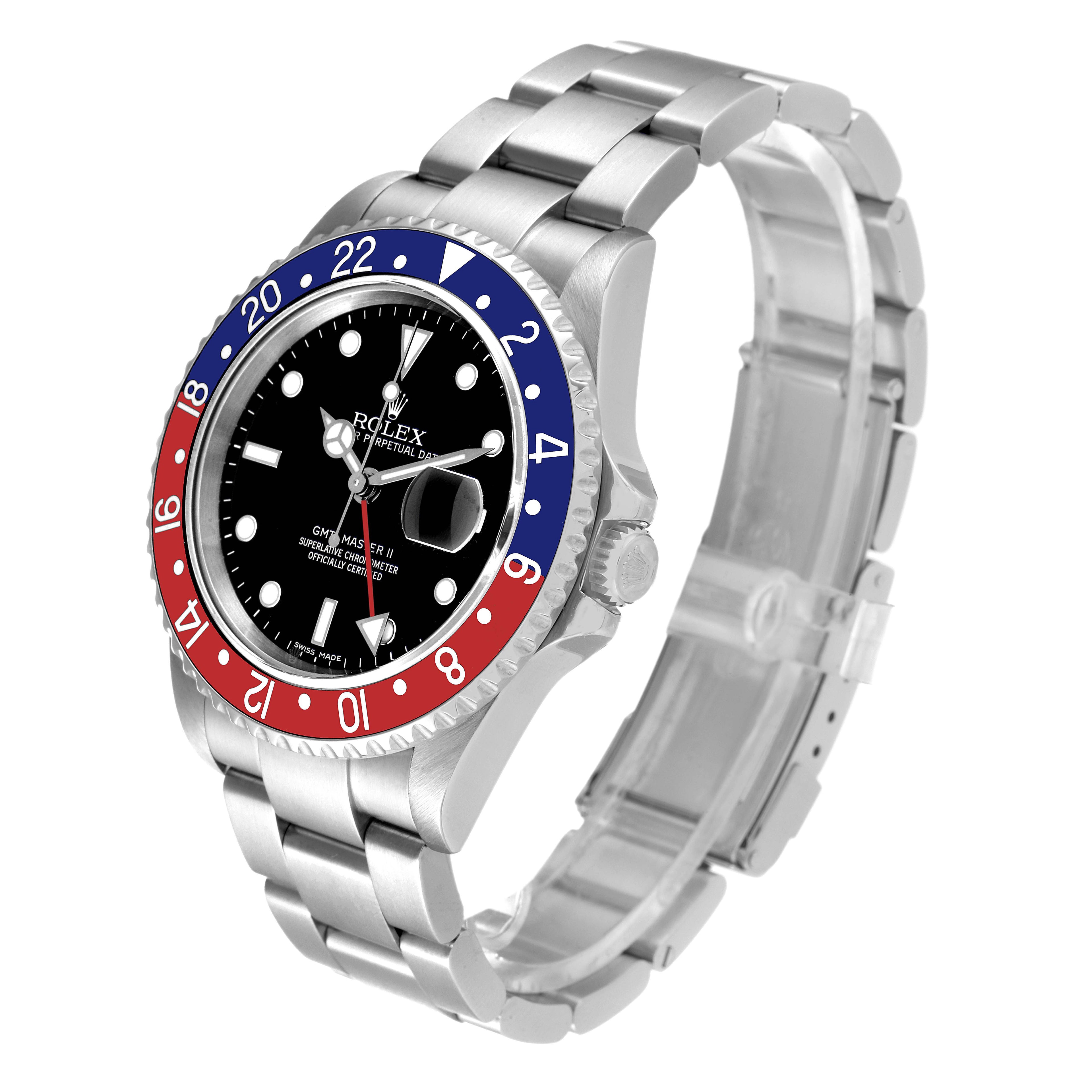 Rolex GMT Master II Error Dial Pepsi Bezel Steel Mens Watch 16710 Box Papers