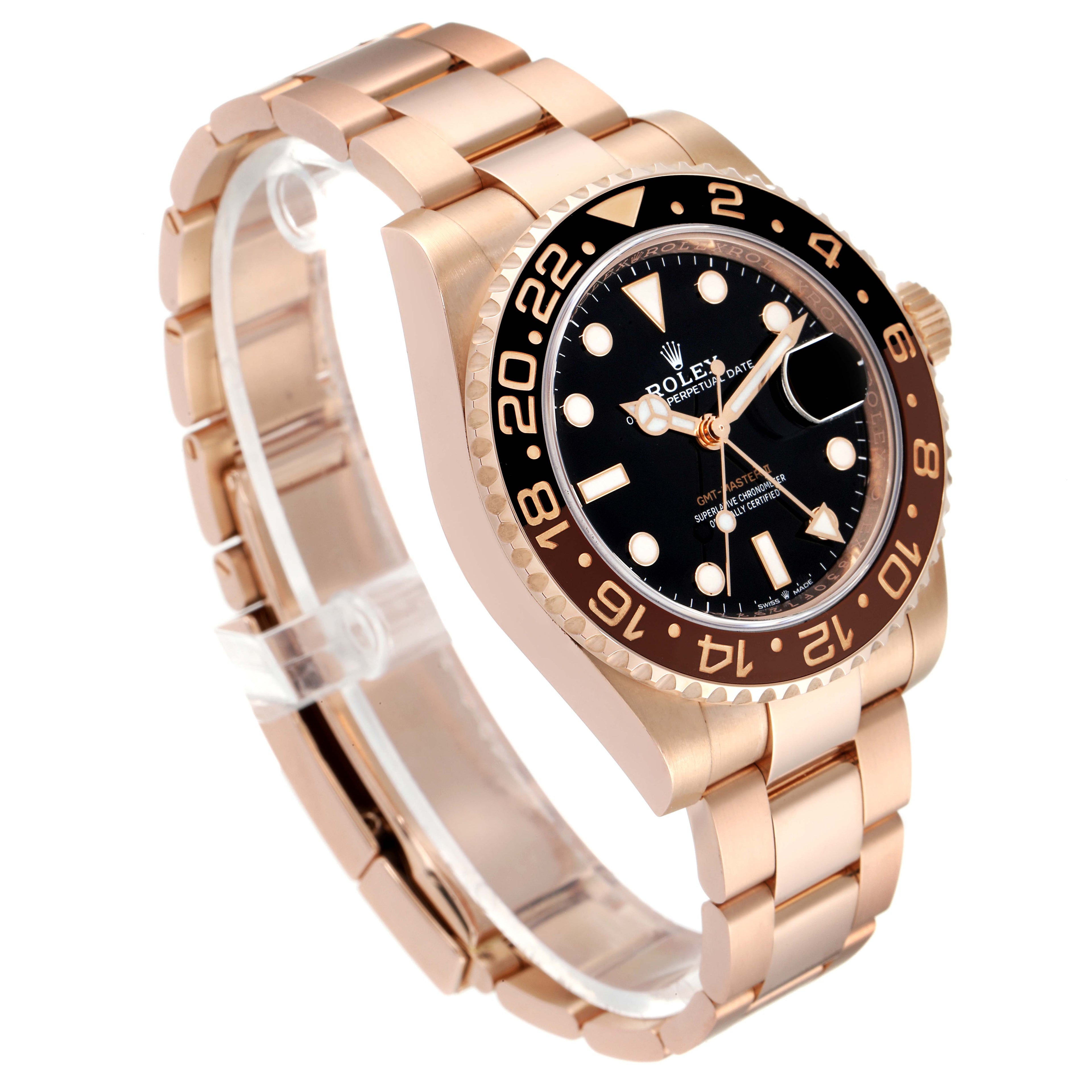 Rolex GMT Master II Everose Gold Black Dial Mens Watch 126715 Unworn