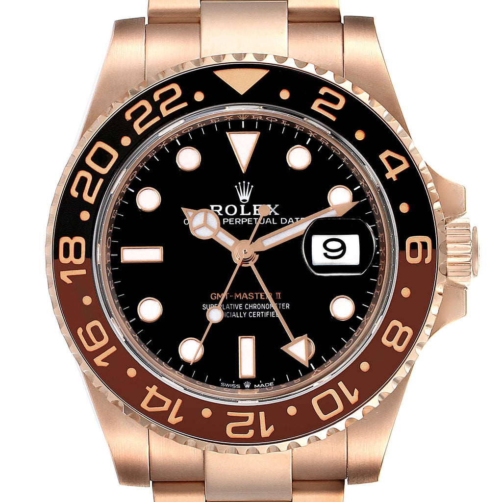 Rolex GMT Master II Everose Gold Black Dial Mens Watch 126715 Unworn