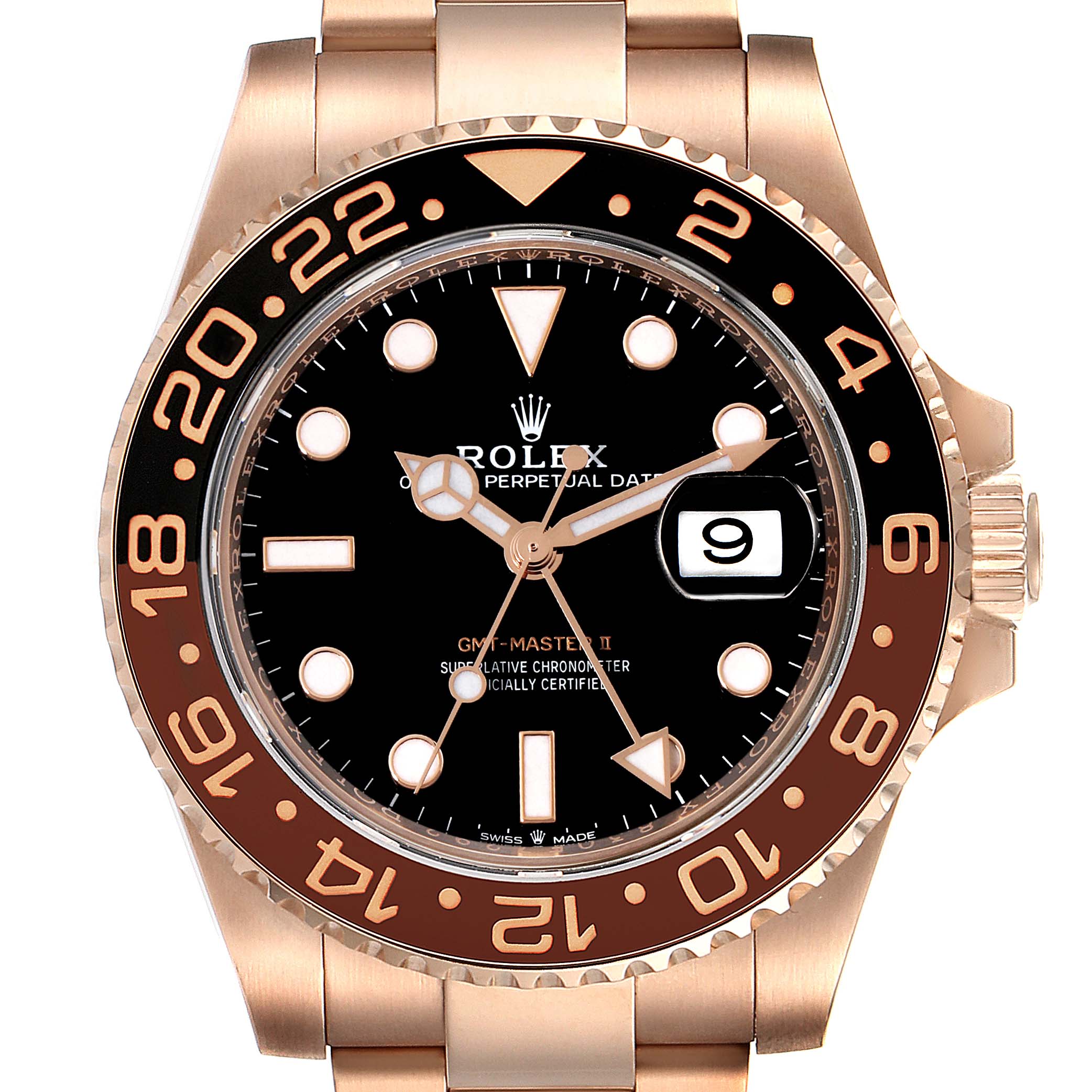 Rolex GMT Master II Everose Gold Black Dial Mens Watch 126715 Unworn