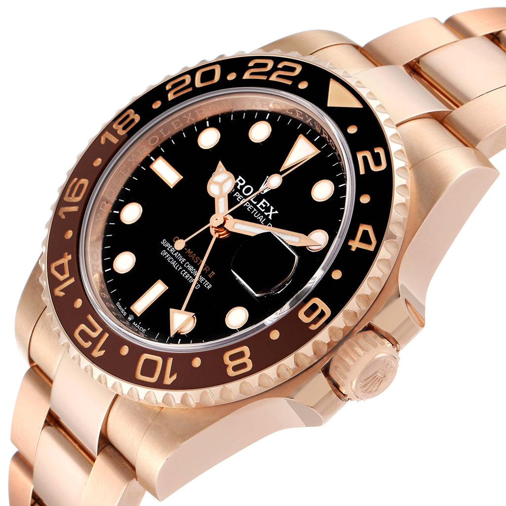 Rolex GMT Master II Everose Gold Black Dial Mens Watch 126715 Unworn
