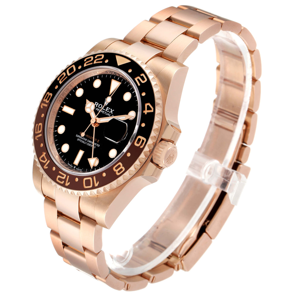 Rolex GMT Master II Everose Gold Black Dial Mens Watch 126715 Unworn