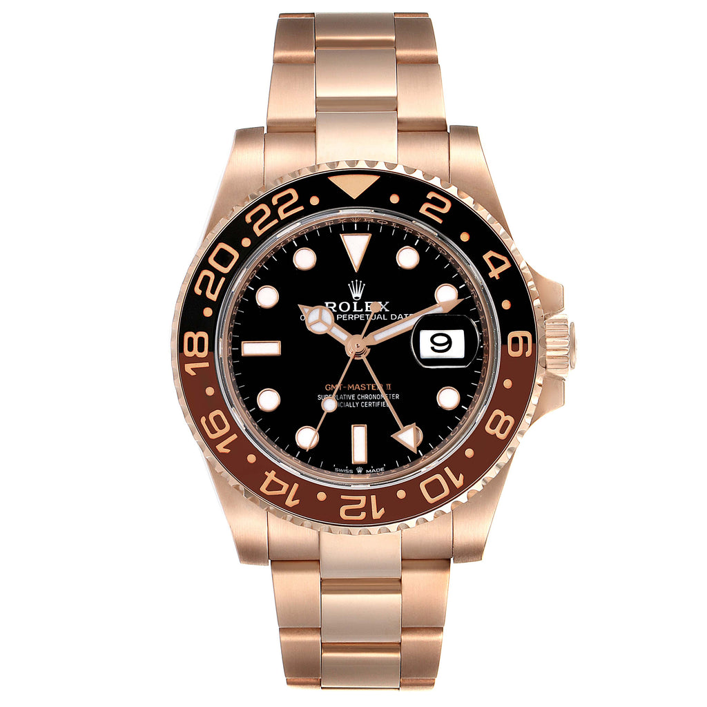Rolex GMT Master II Everose Gold Black Dial Mens Watch 126715 Unworn