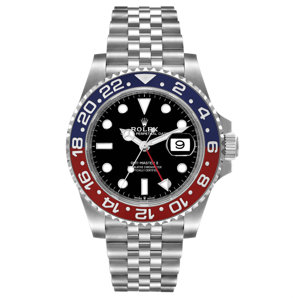 Rolex GMT Master II Pepsi Bezel Jubilee Steel Mens Watch 126710 BLRO Box Card