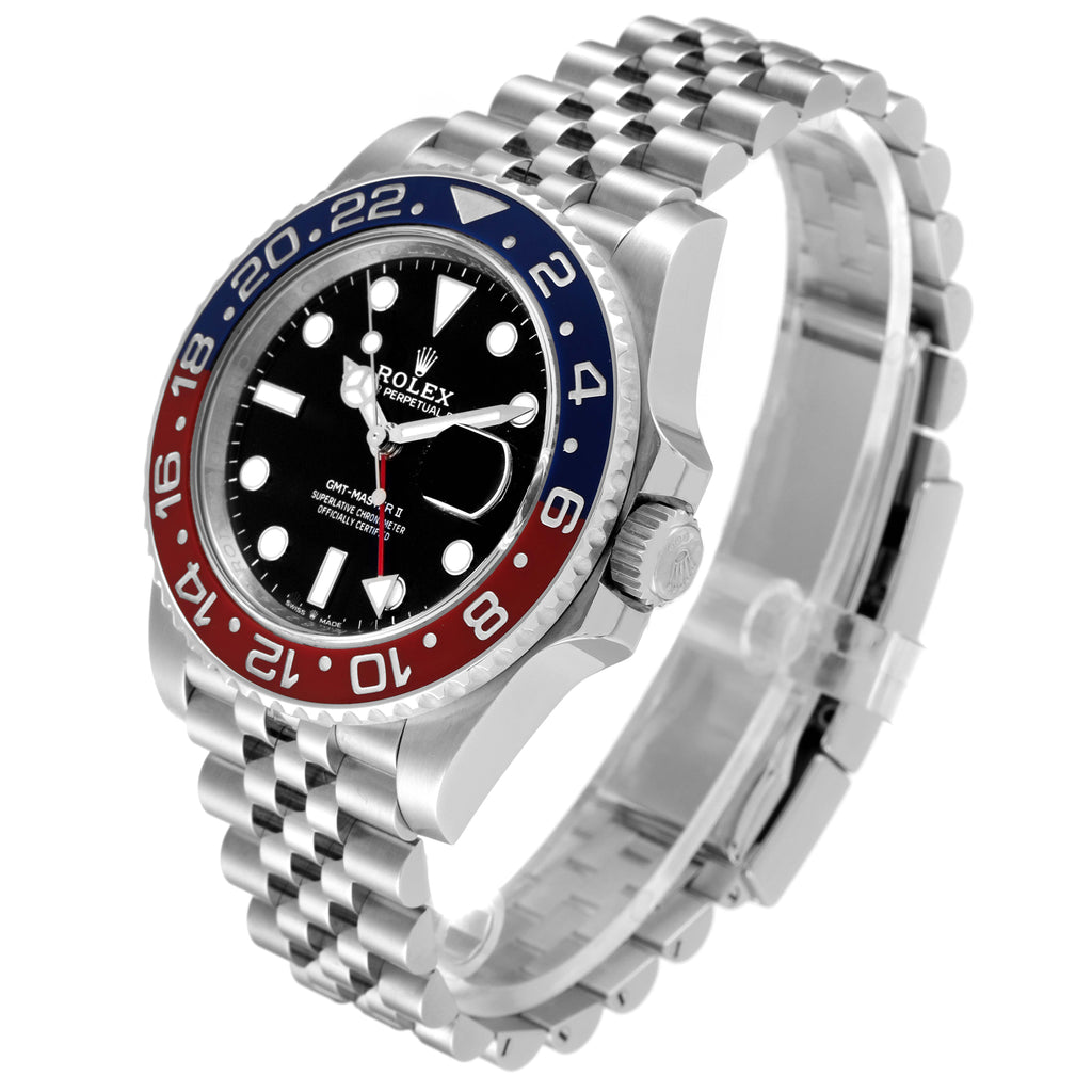 Rolex GMT Master II Pepsi Bezel Jubilee Steel Mens Watch 126710 BLRO Box Card