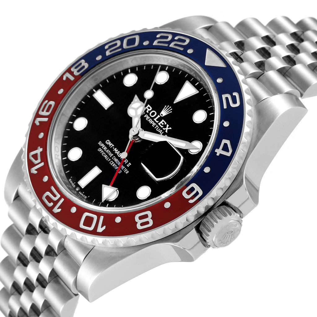 Rolex GMT Master II Pepsi Bezel Jubilee Steel Mens Watch 126710 BLRO Box Card
