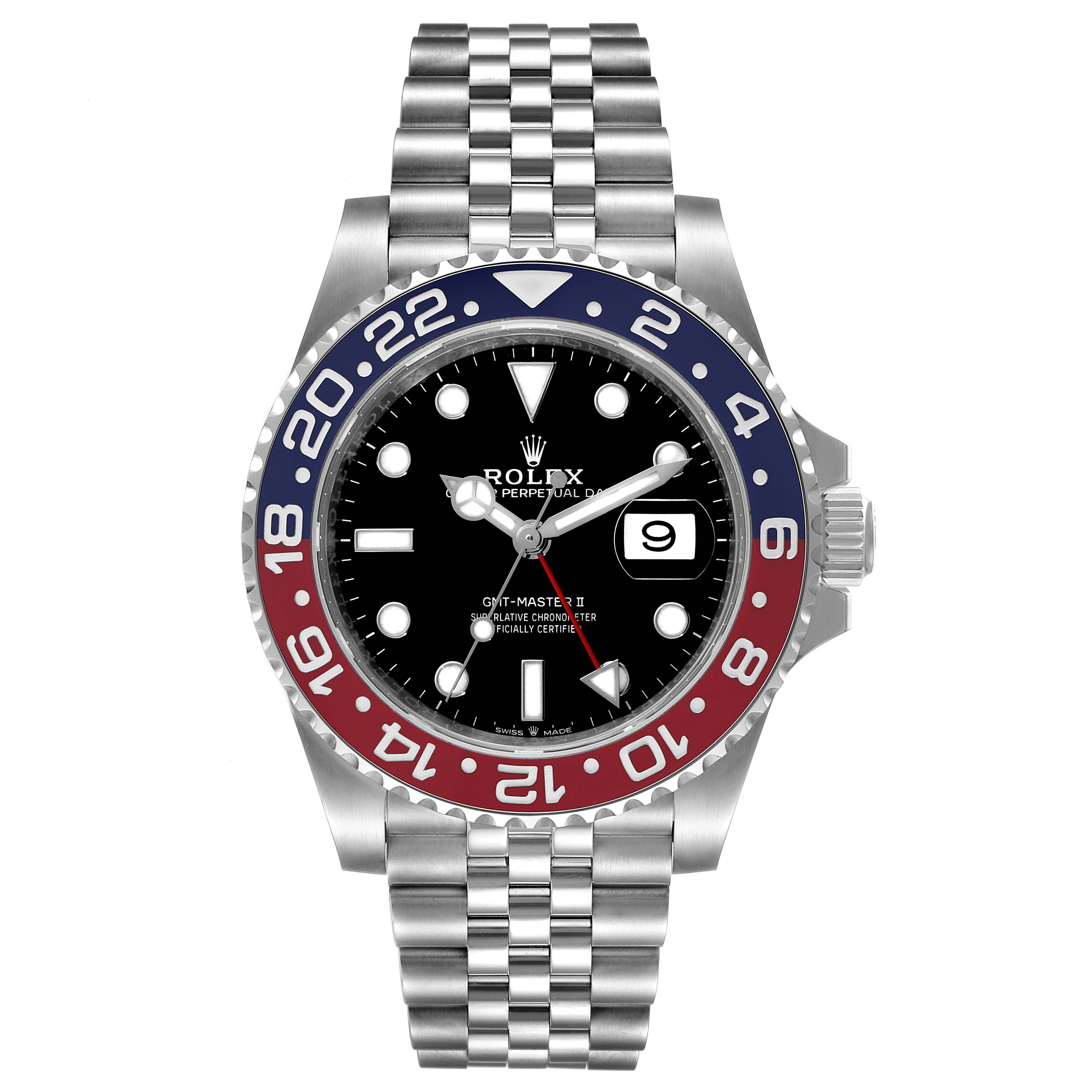 Rolex GMT Master II Pepsi Bezel Jubilee Steel Mens Watch 126710 BLRO Unworn