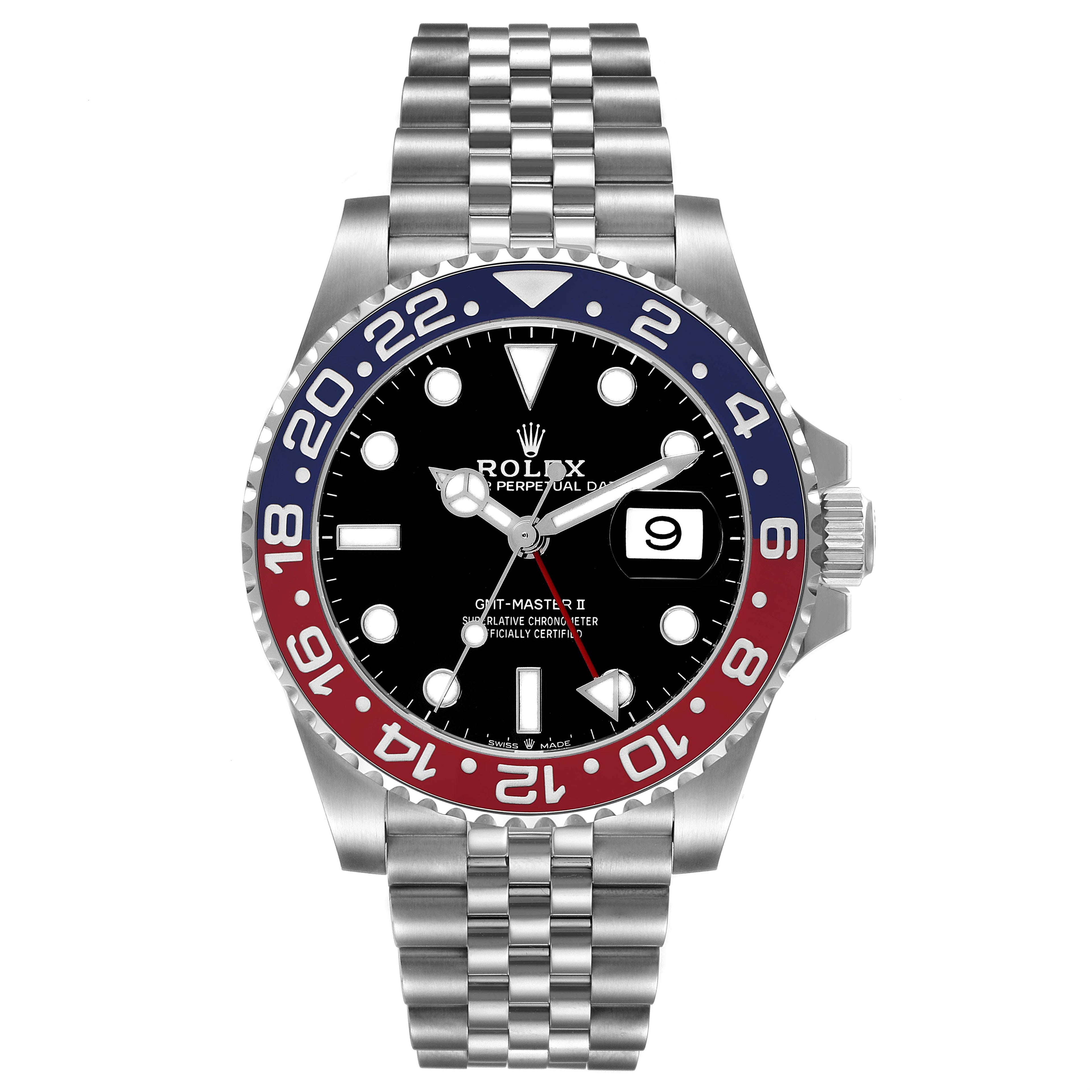 Rolex GMT Master II Pepsi Bezel Jubilee Steel Mens Watch 126710 Unworn