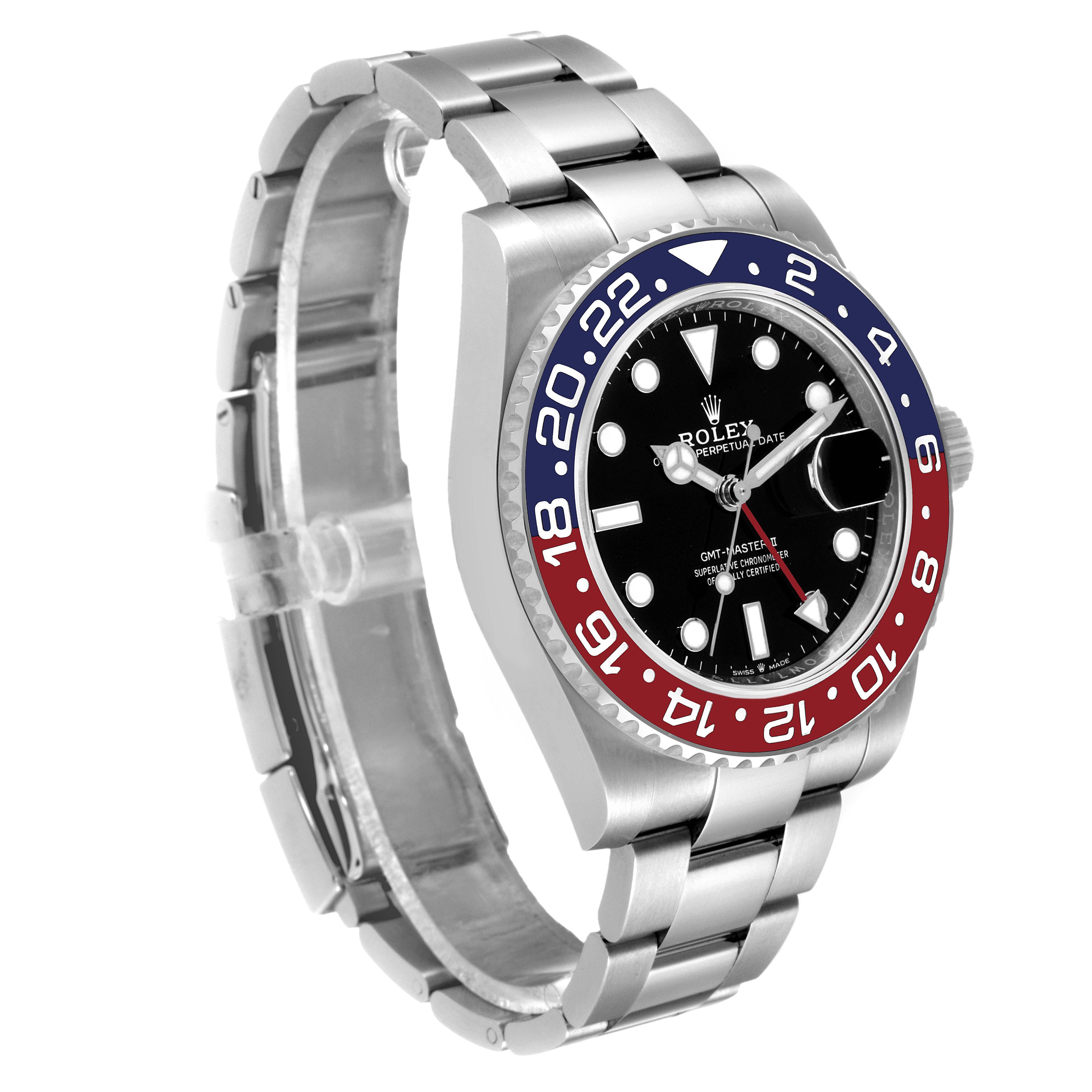 Rolex GMT Master II Pepsi Bezel Oyster Steel Mens Watch 126710 BLRO Box Card