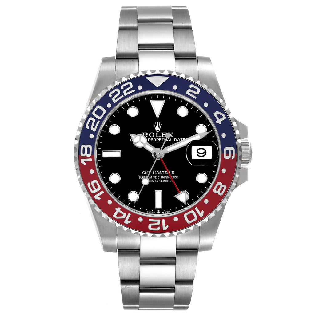 Rolex GMT Master II Pepsi Bezel Oyster Steel Mens Watch 126710 Box Card