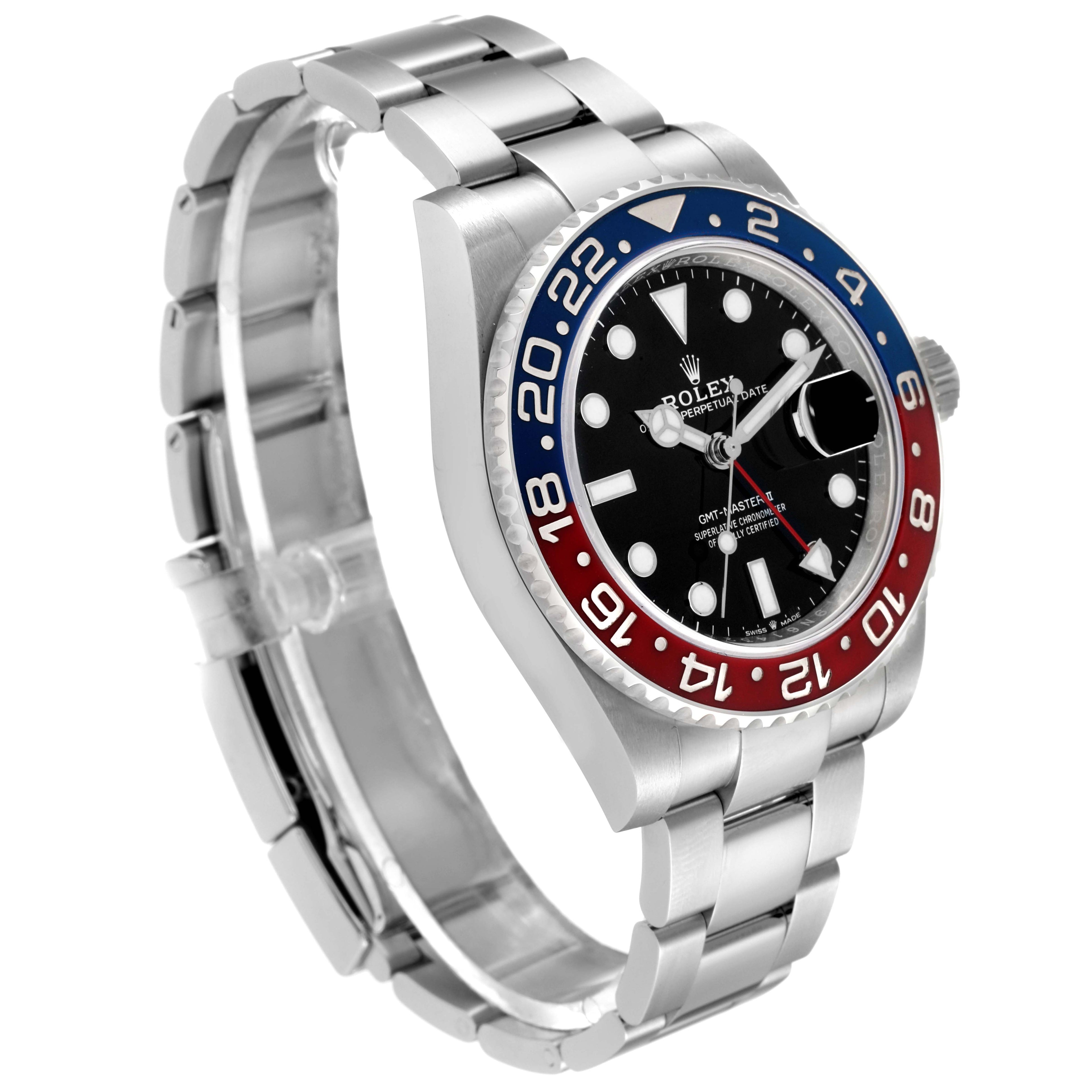 Rolex GMT Master II Pepsi Bezel Oyster Steel Mens Watch 126710 Box Card